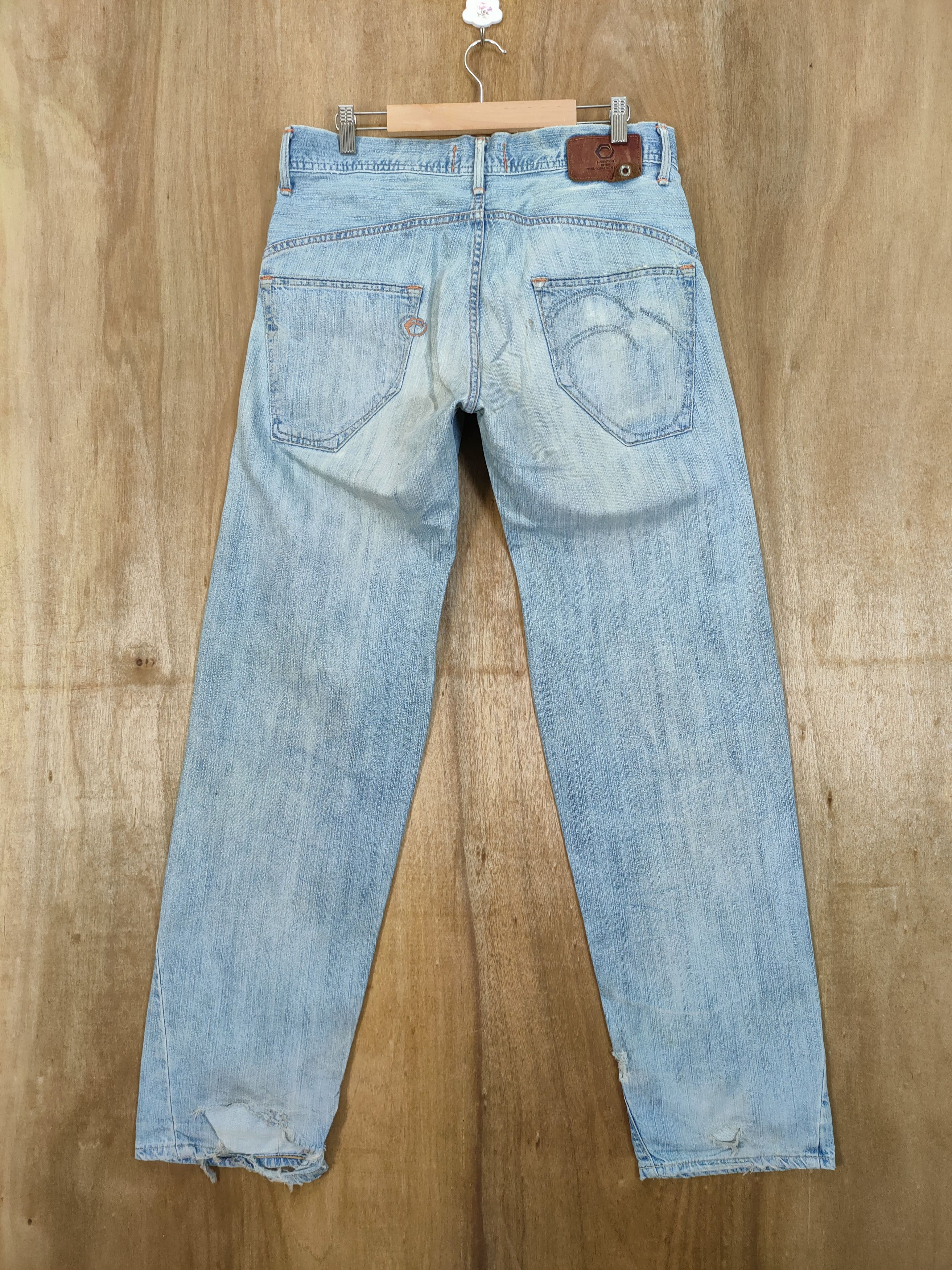 Edwin × Jean × Vintage EDWIN FADED LIGHT BLUE RIPPEP KNEE LOWRISE JEANS PANTS Size US 34 / EU 50 - 7 Thumbnail