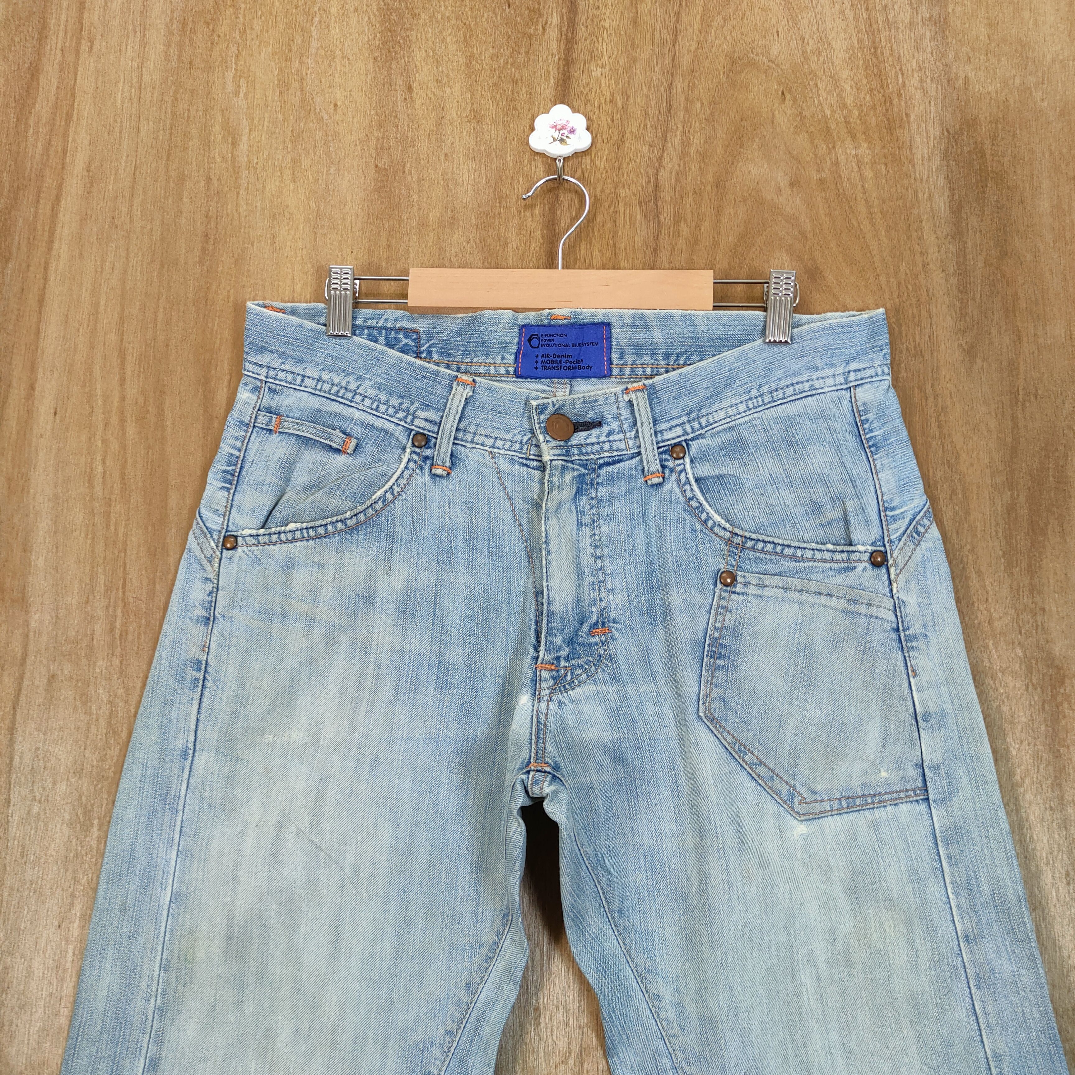 Edwin × Jean × Vintage EDWIN FADED LIGHT BLUE RIPPEP KNEE LOWRISE JEANS PANTS Size US 34 / EU 50 - 2 Thumbnail