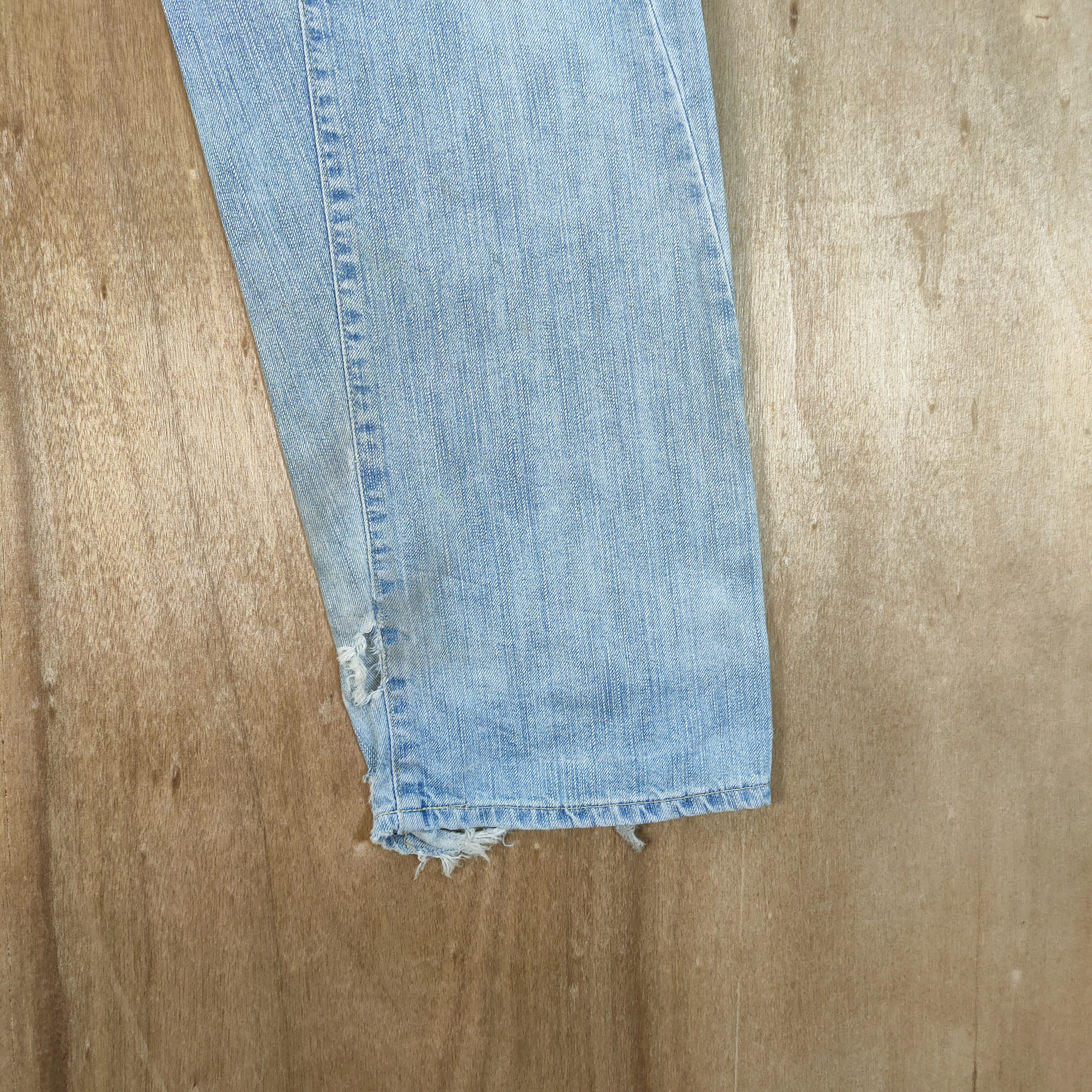 Edwin × Jean × Vintage EDWIN FADED LIGHT BLUE RIPPEP KNEE LOWRISE JEANS PANTS Size US 34 / EU 50 - 5 Thumbnail