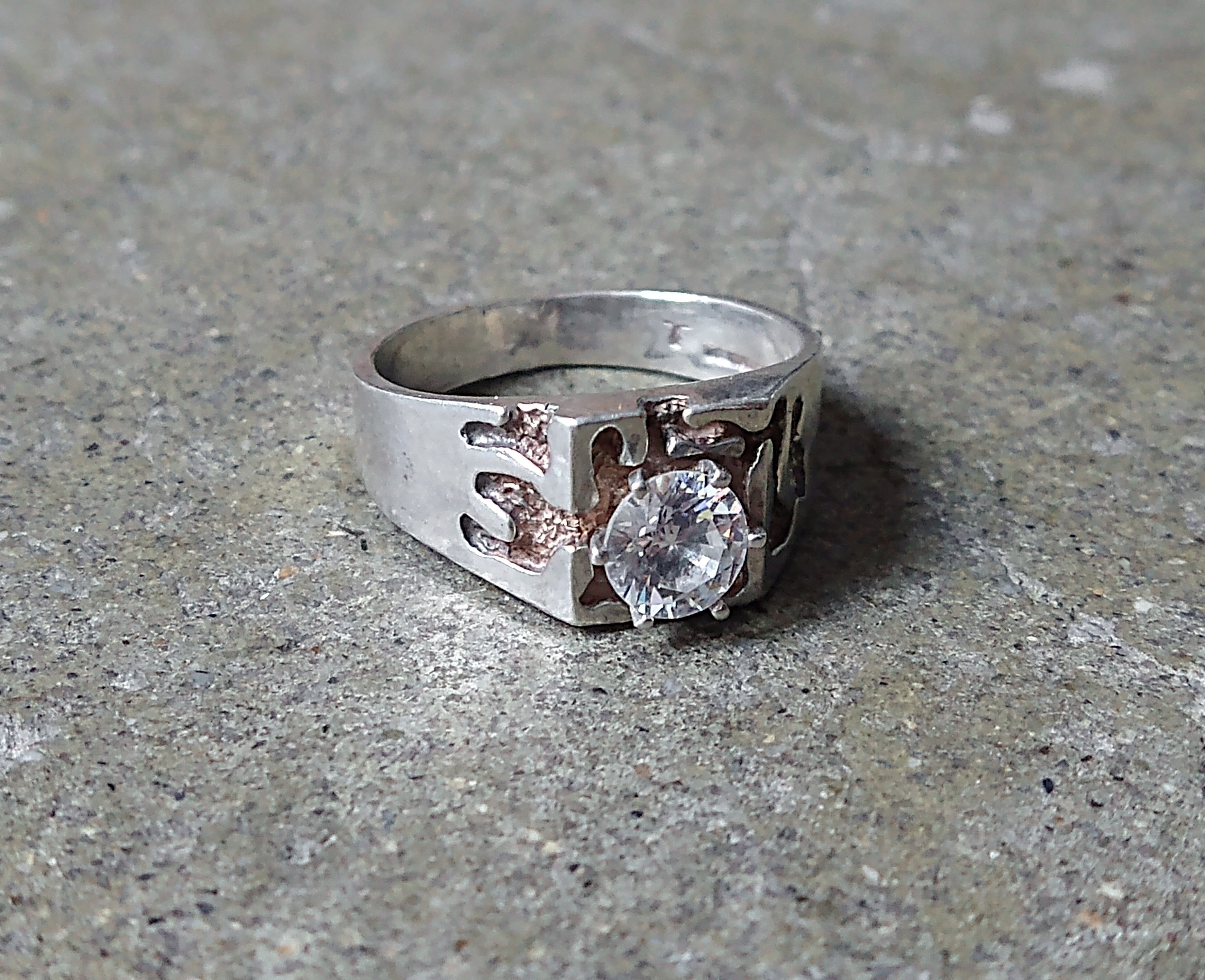 Jewelry × Vintage Sterling Silver Ring Size 9.75 CZ Nugget Brutalist Modern Size ONE SIZE - 1 Thumbnail