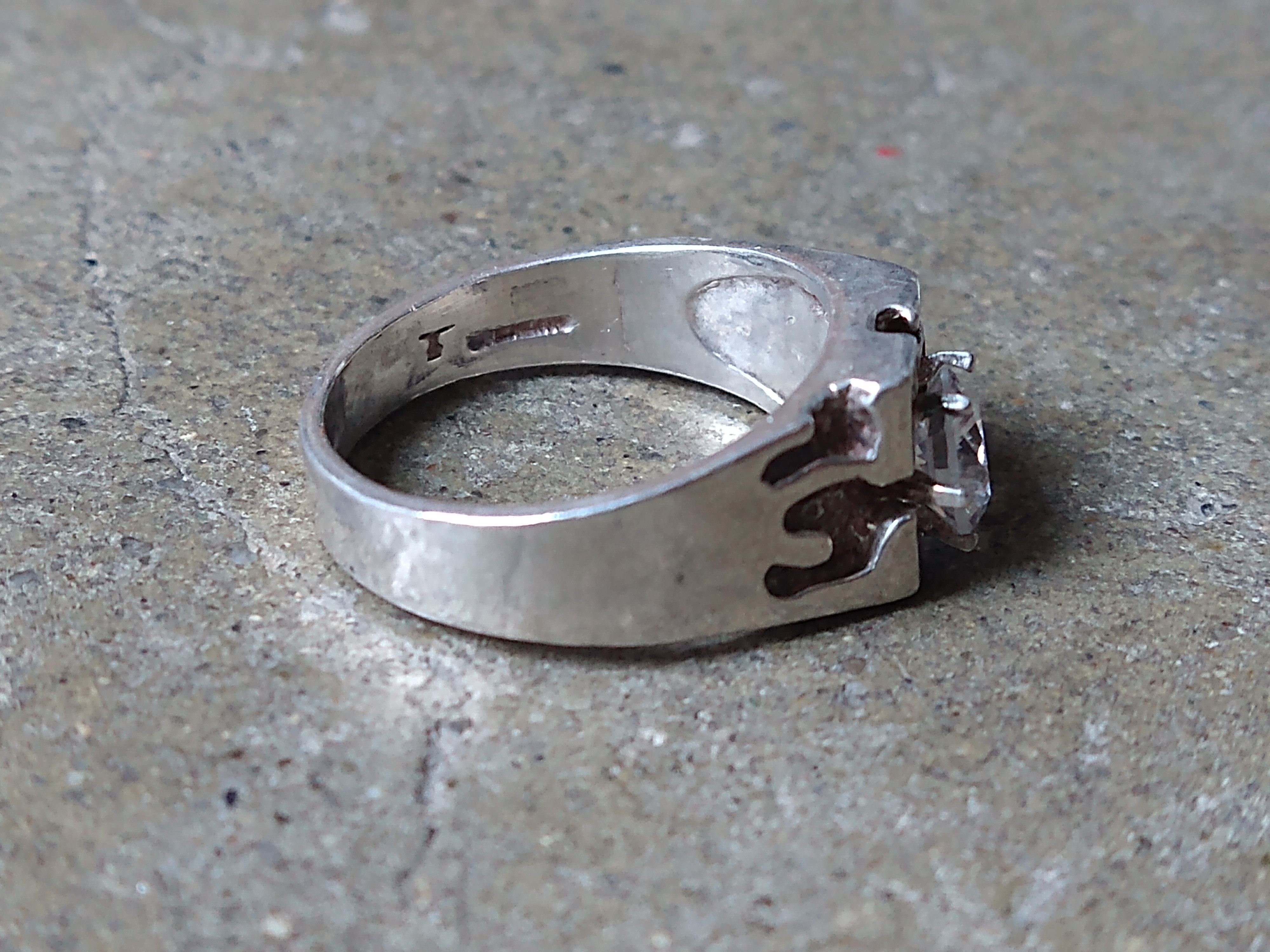 Jewelry × Vintage Sterling Silver Ring Size 9.75 CZ Nugget Brutalist Modern Size ONE SIZE - 5 Thumbnail