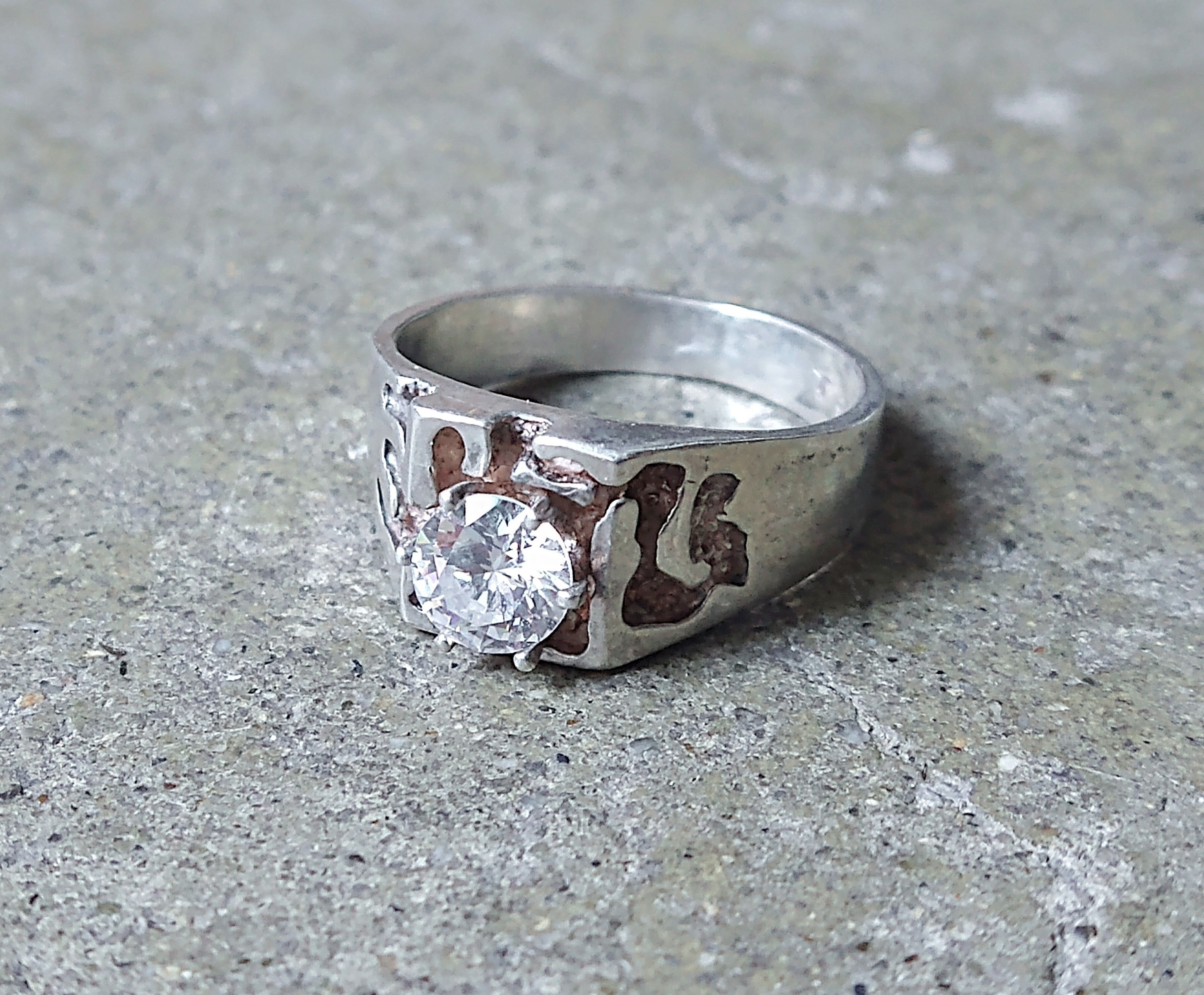 Jewelry × Vintage Sterling Silver Ring Size 9.75 CZ Nugget Brutalist Modern Size ONE SIZE - 3 Thumbnail