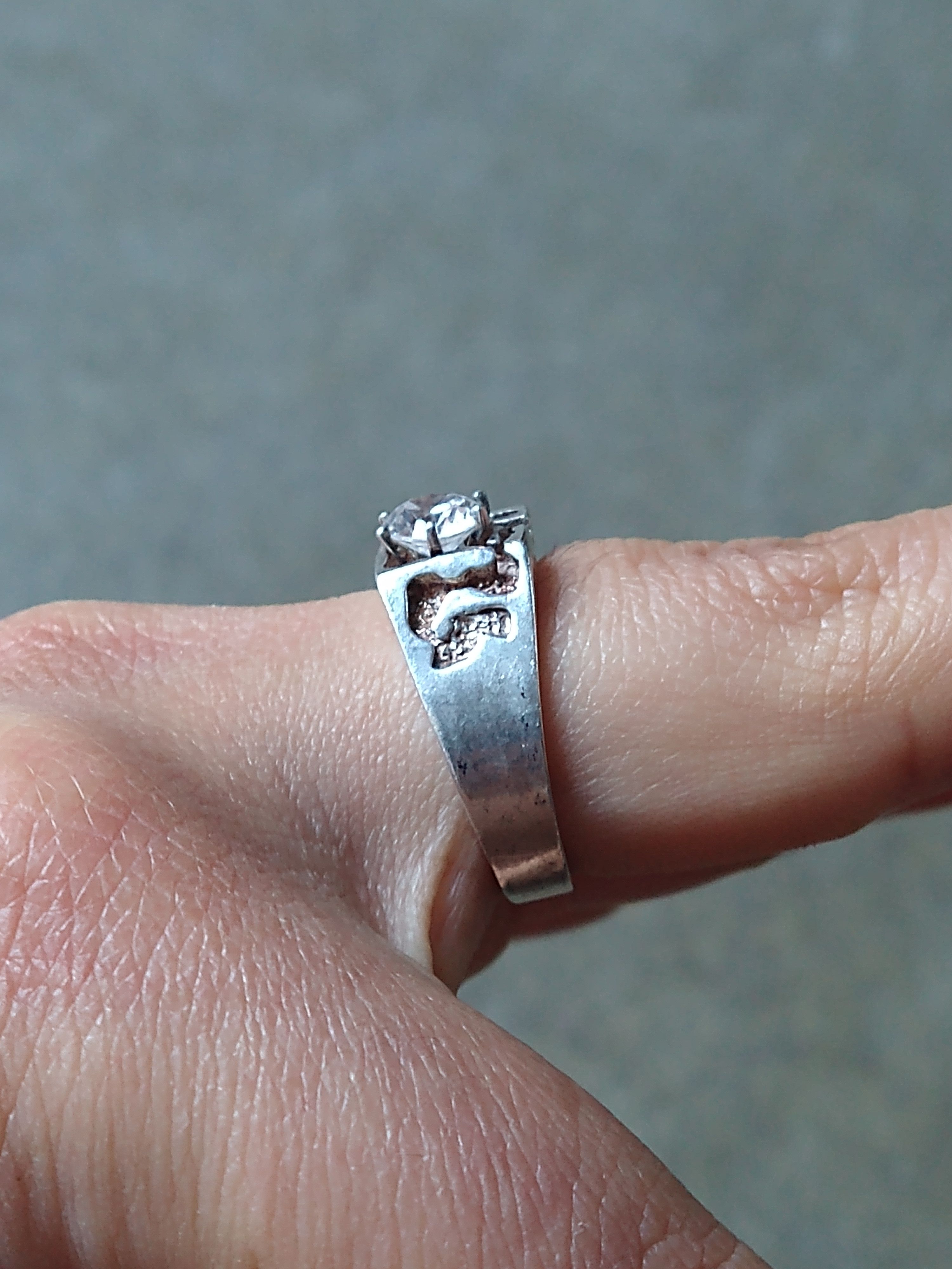 Jewelry × Vintage Sterling Silver Ring Size 9.75 CZ Nugget Brutalist Modern Size ONE SIZE - 14 Thumbnail
