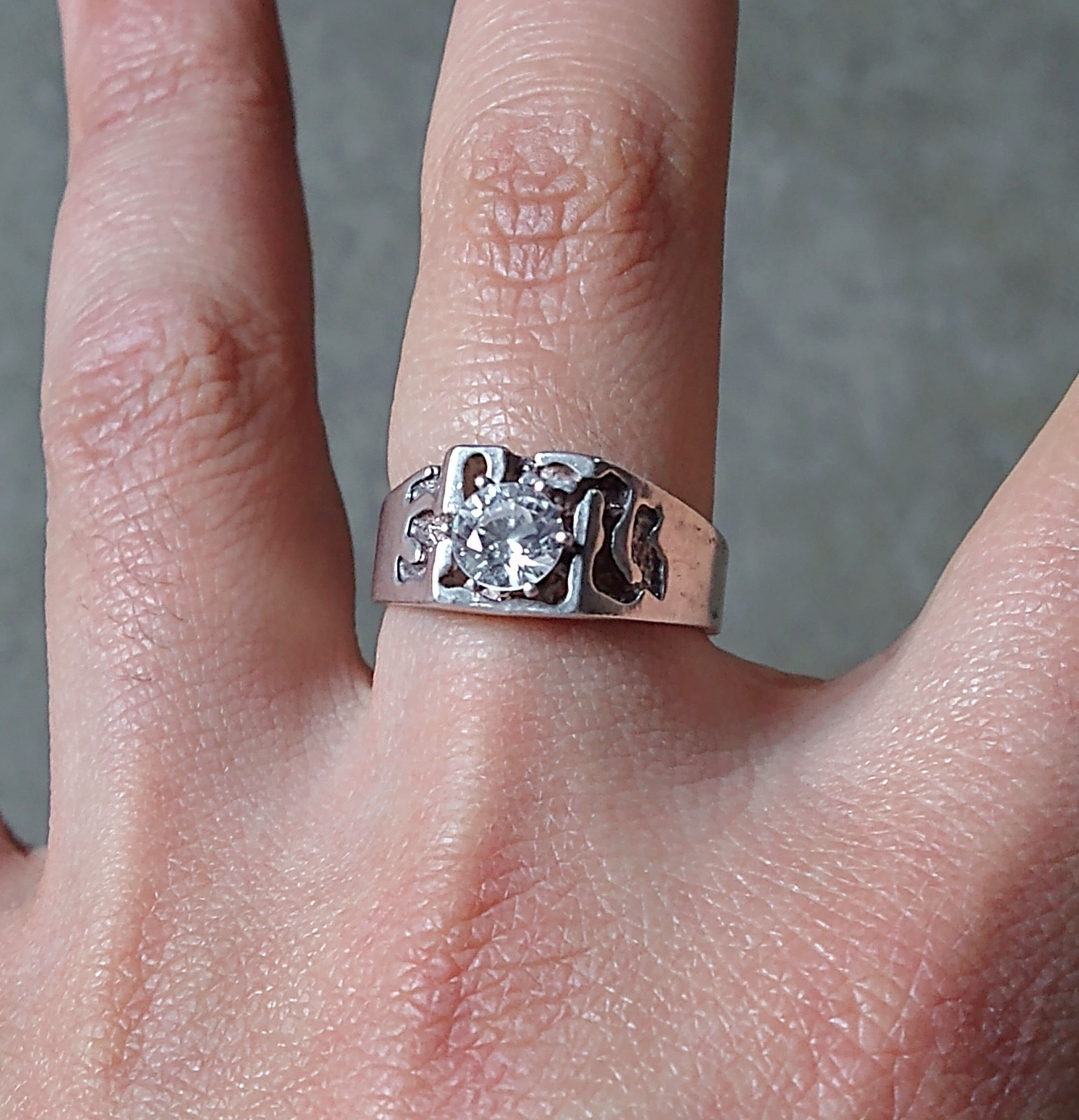 Jewelry × Vintage Sterling Silver Ring Size 9.75 CZ Nugget Brutalist Modern Size ONE SIZE - 13 Thumbnail