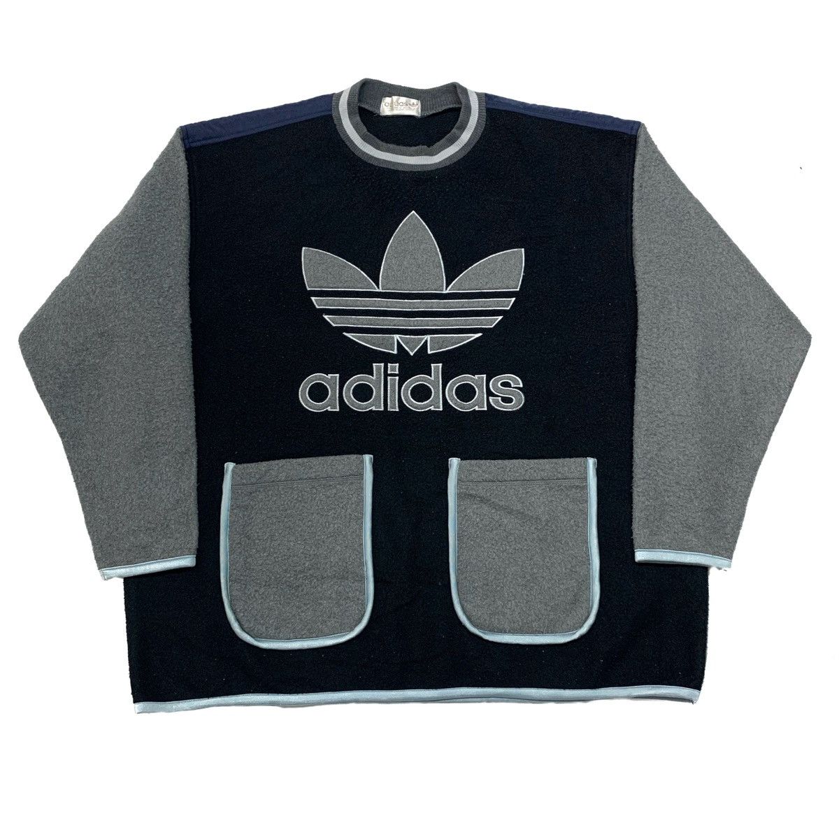 Adidas × Vintage Adidas Trefoil Spell Out Big Logo Double Pocket Sweatshirt Size US XL / EU 56 / 4 - 1 Thumbnail