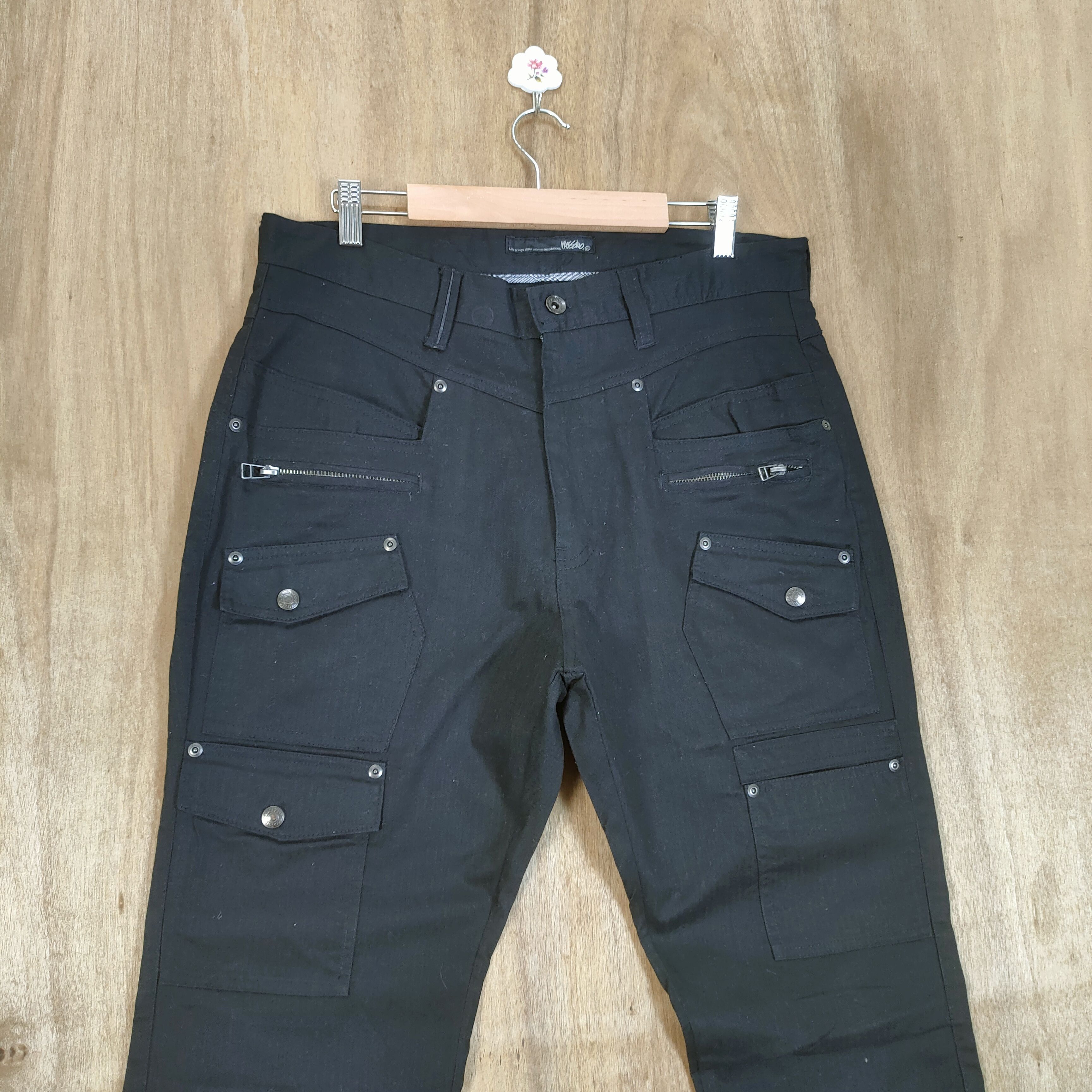 Massimo Osti MASSIMO BLACK CARGO PANTS MULTIPOCKET TACTICAL Size US 34 / EU 50 - 2 Thumbnail