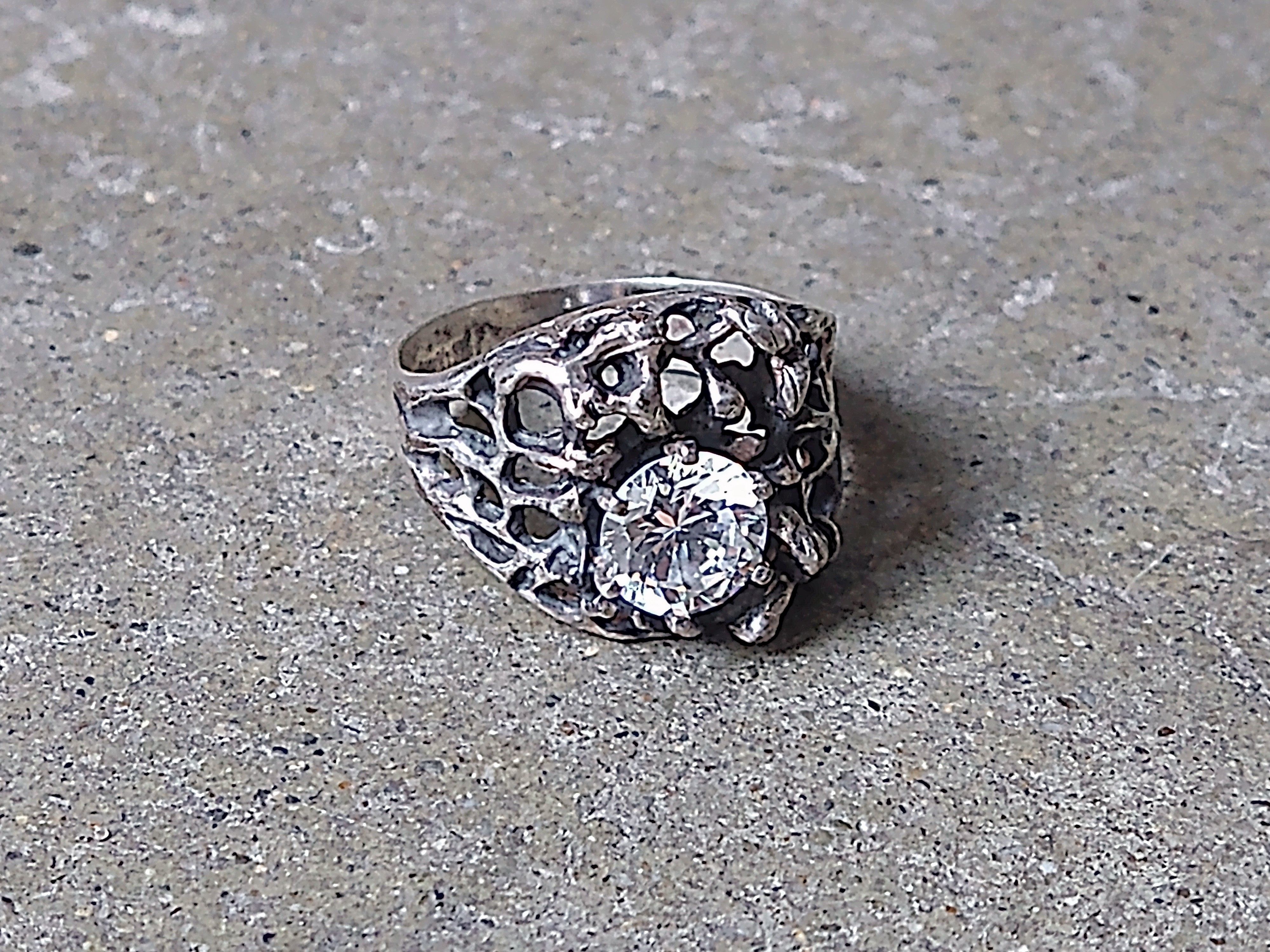Other Sterling Silver Ring Size 10.5 Clear CZ Brutalist Modern Size ONE SIZE - 2 Thumbnail