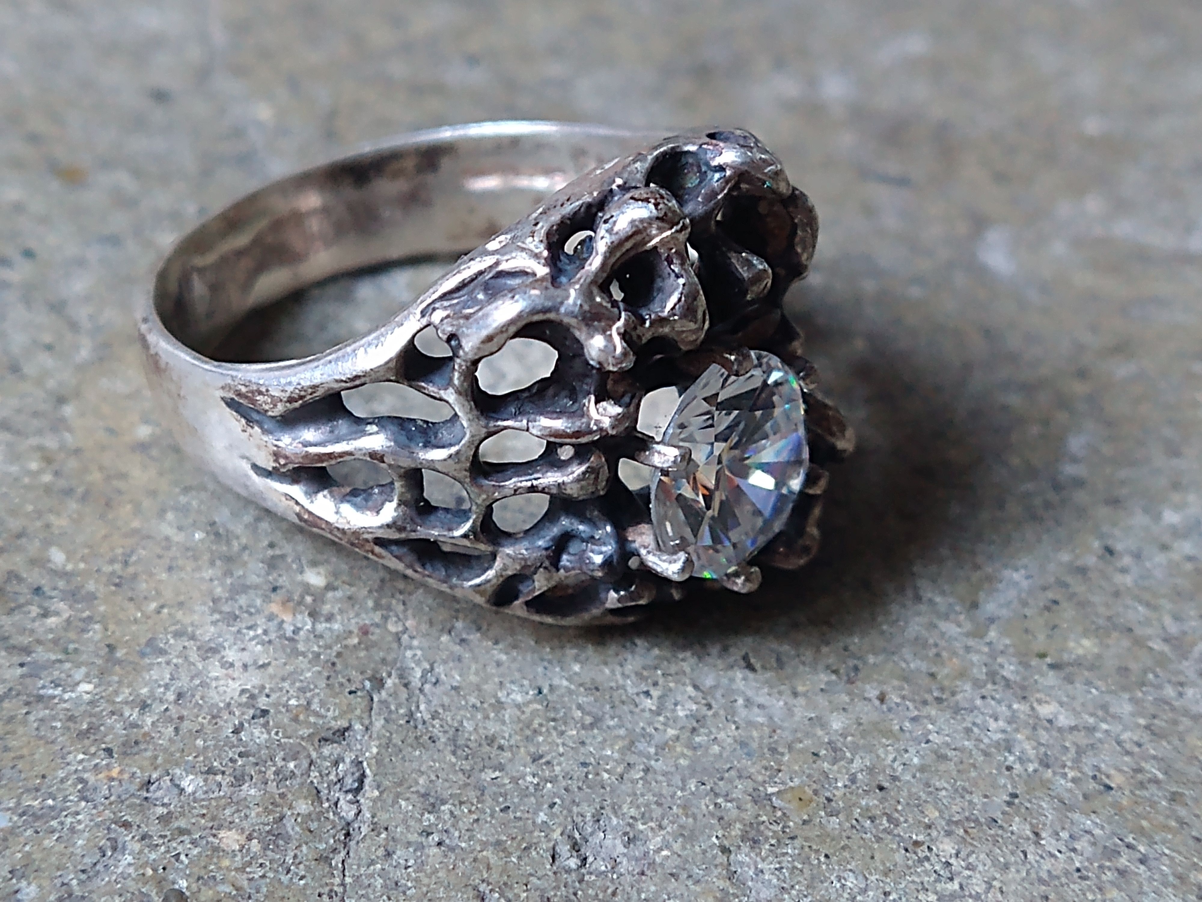 Other Sterling Silver Ring Size 10.5 Clear CZ Brutalist Modern Size ONE SIZE - 6 Thumbnail