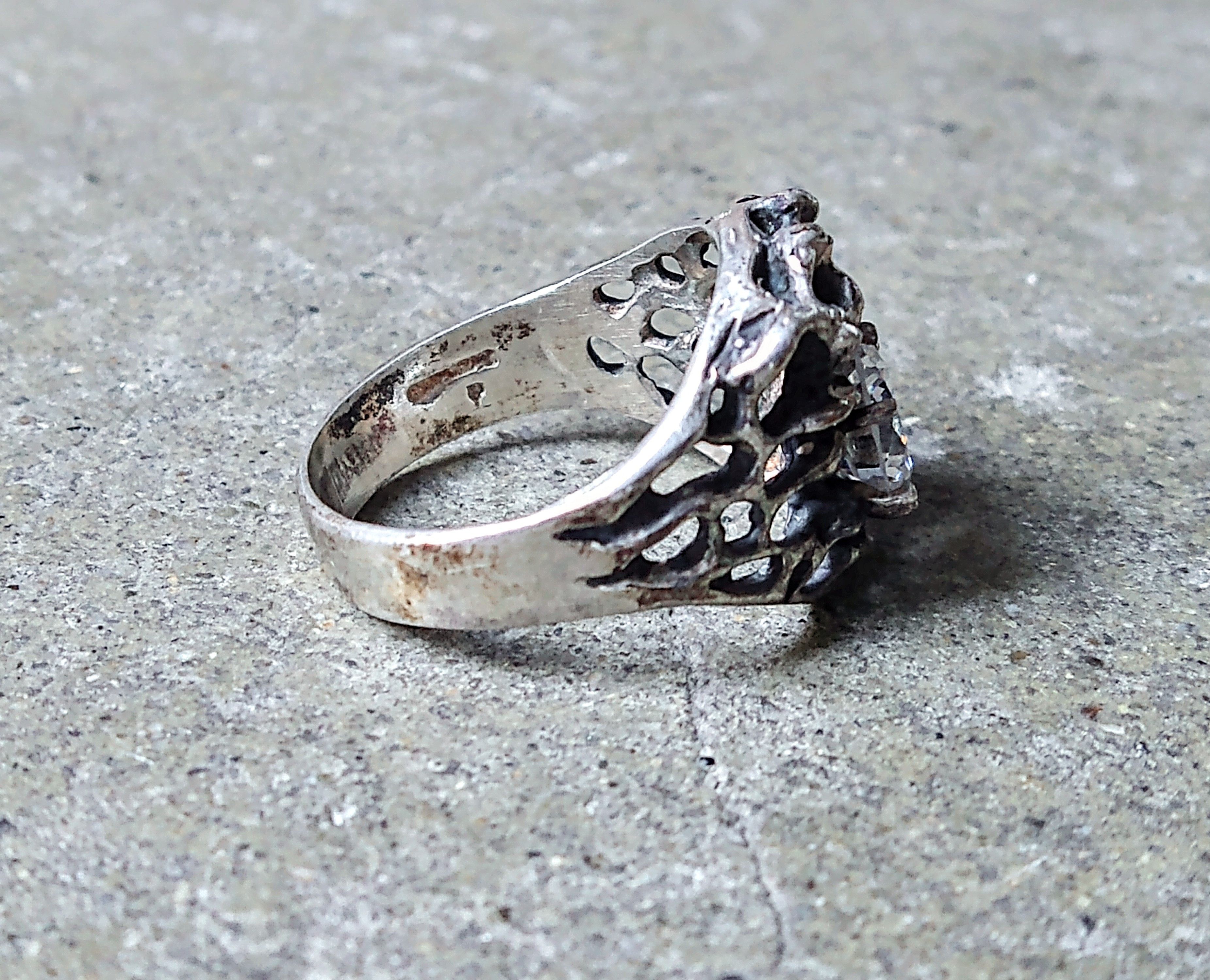 Other Sterling Silver Ring Size 10.5 Clear CZ Brutalist Modern Size ONE SIZE - 7 Thumbnail