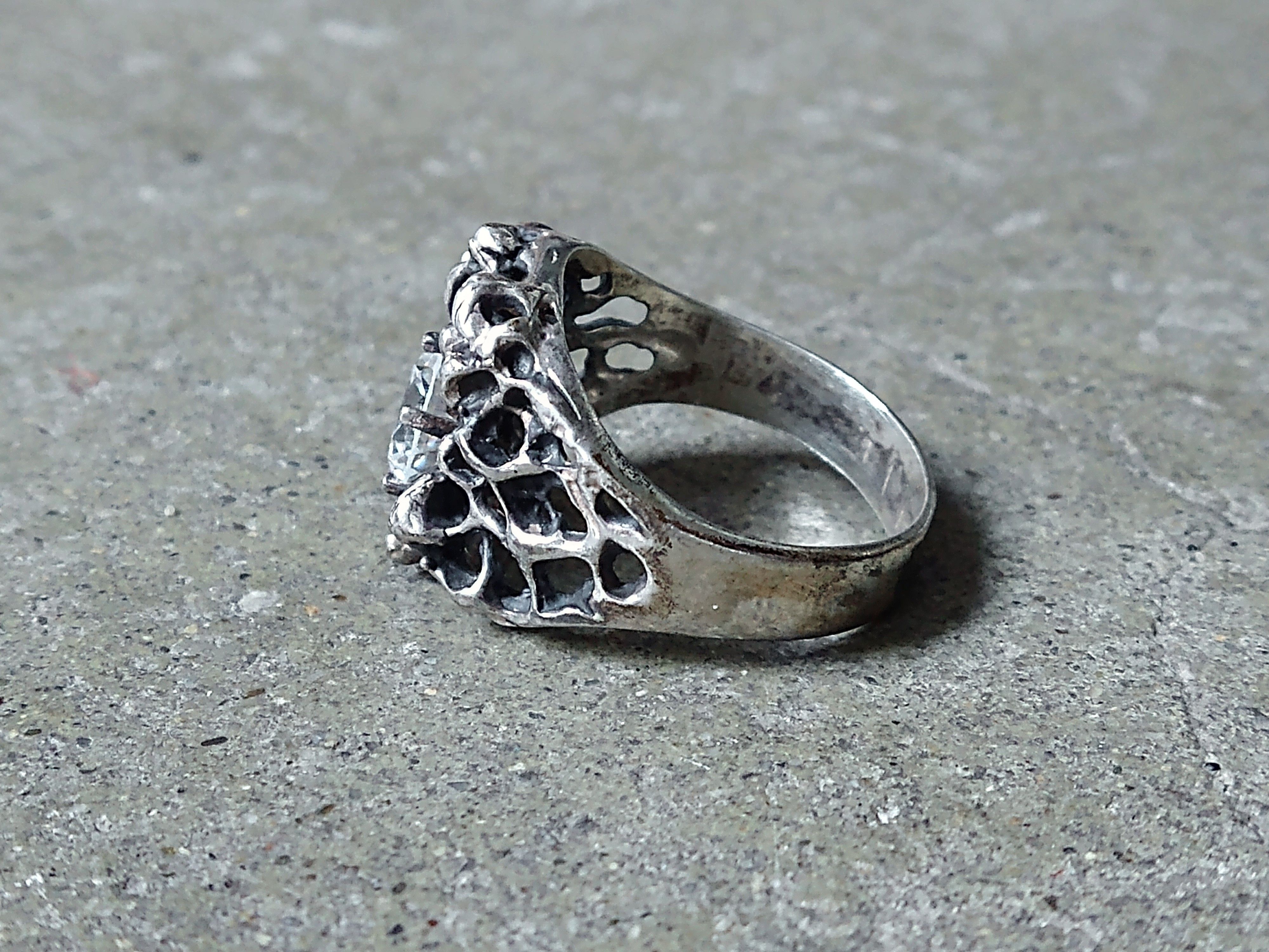 Other Sterling Silver Ring Size 10.5 Clear CZ Brutalist Modern Size ONE SIZE - 9 Thumbnail