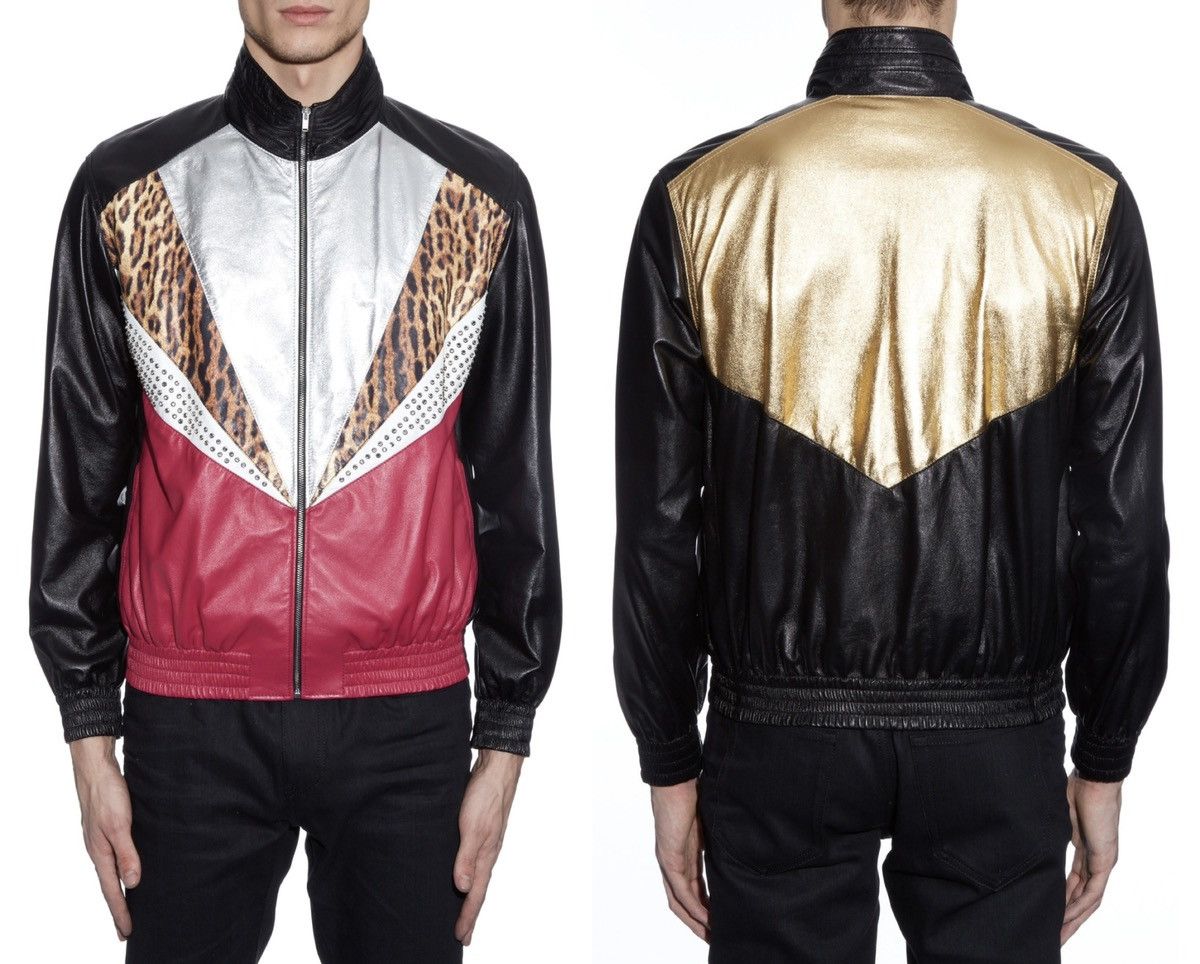 Hedi Slimane × Saint Laurent Paris 16SS Crystal and Leopard Leather Jacket Sz50 Size US M / EU 48-50 / 2 - 13 Thumbnail