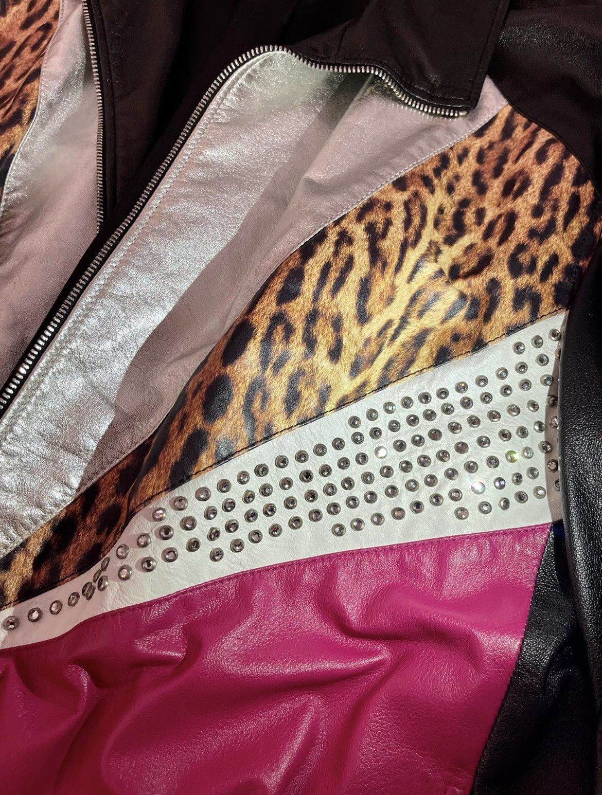 Hedi Slimane × Saint Laurent Paris 16SS Crystal and Leopard Leather Jacket Sz50 Size US M / EU 48-50 / 2 - 4 Thumbnail