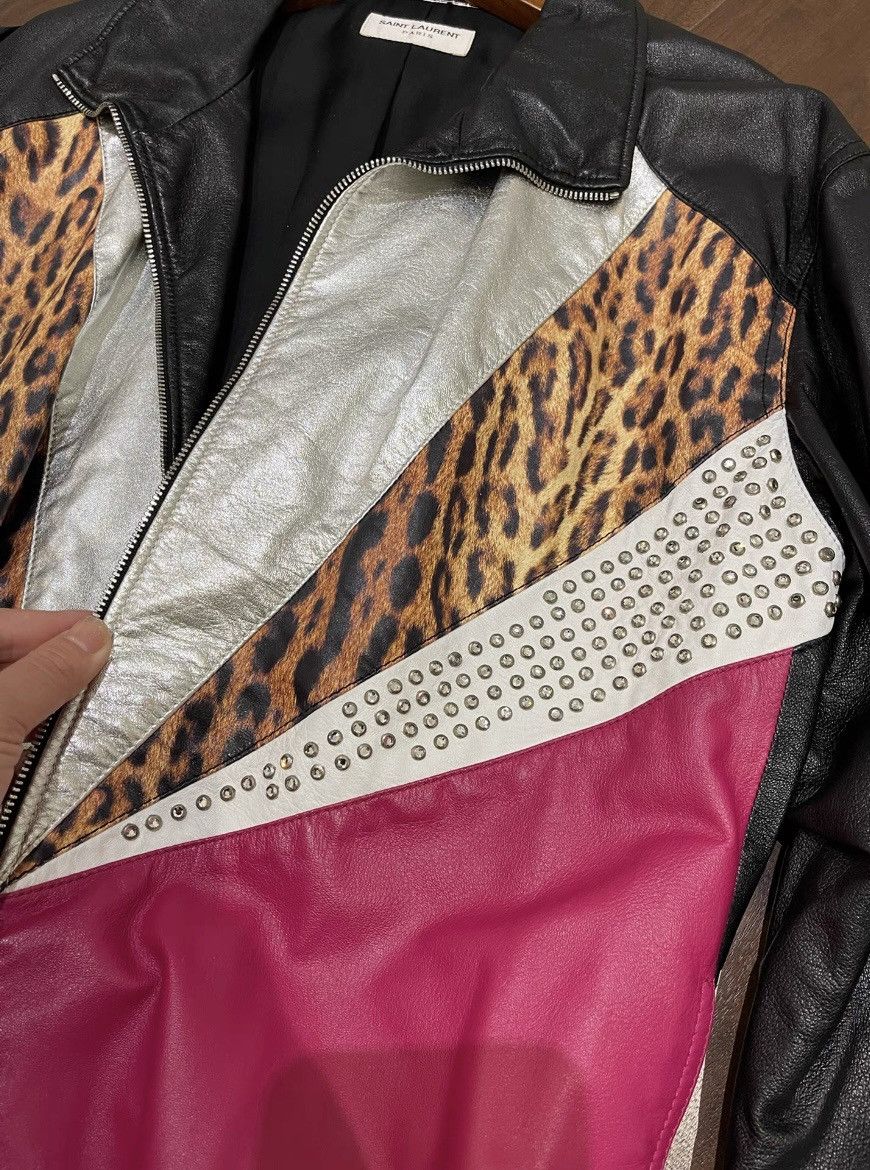 Hedi Slimane × Saint Laurent Paris 16SS Crystal and Leopard Leather Jacket Sz50 Size US M / EU 48-50 / 2 - 5 Thumbnail