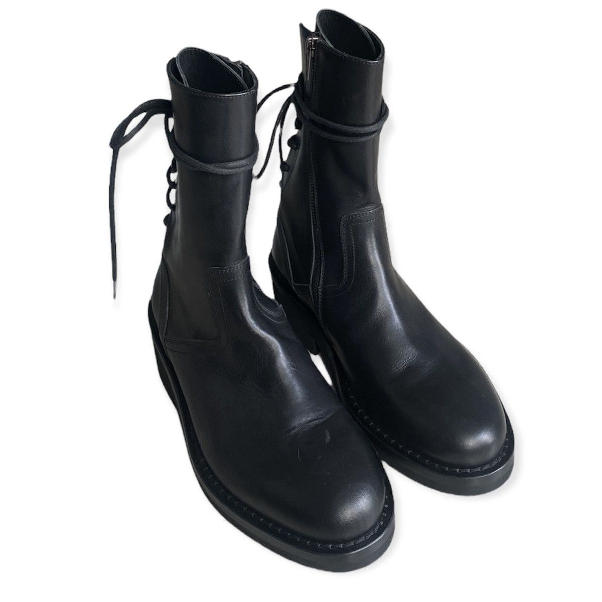 Ann Demeulemeester Black vitello back lace boots Size US 7.5 / EU 40-41 - 4 Thumbnail