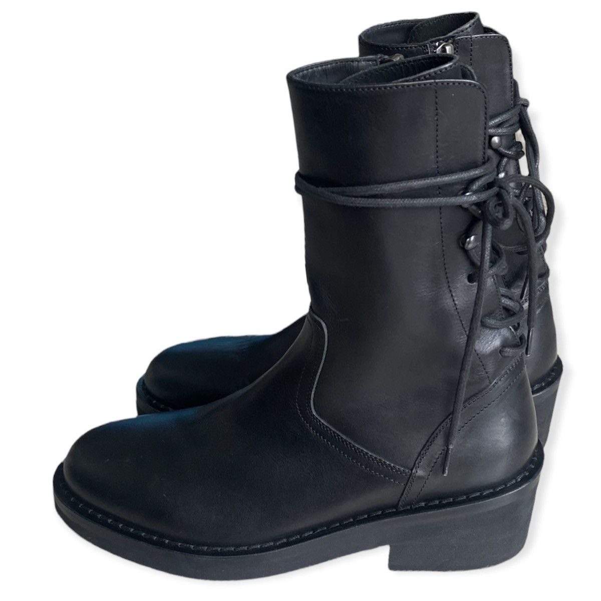 Ann Demeulemeester Black vitello back lace boots Size US 7.5 / EU 40-41 - 2 Thumbnail