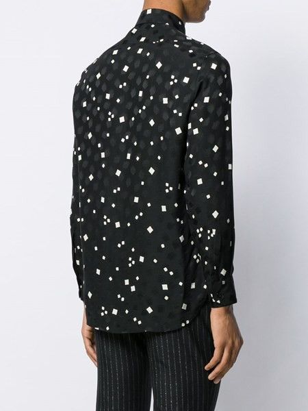 Saint Laurent Paris SS20 Tie-Up Shiny and Matte Square Print Silk Shirt Sz39/40 Size US L / EU 52-54 / 3 - 12 Thumbnail