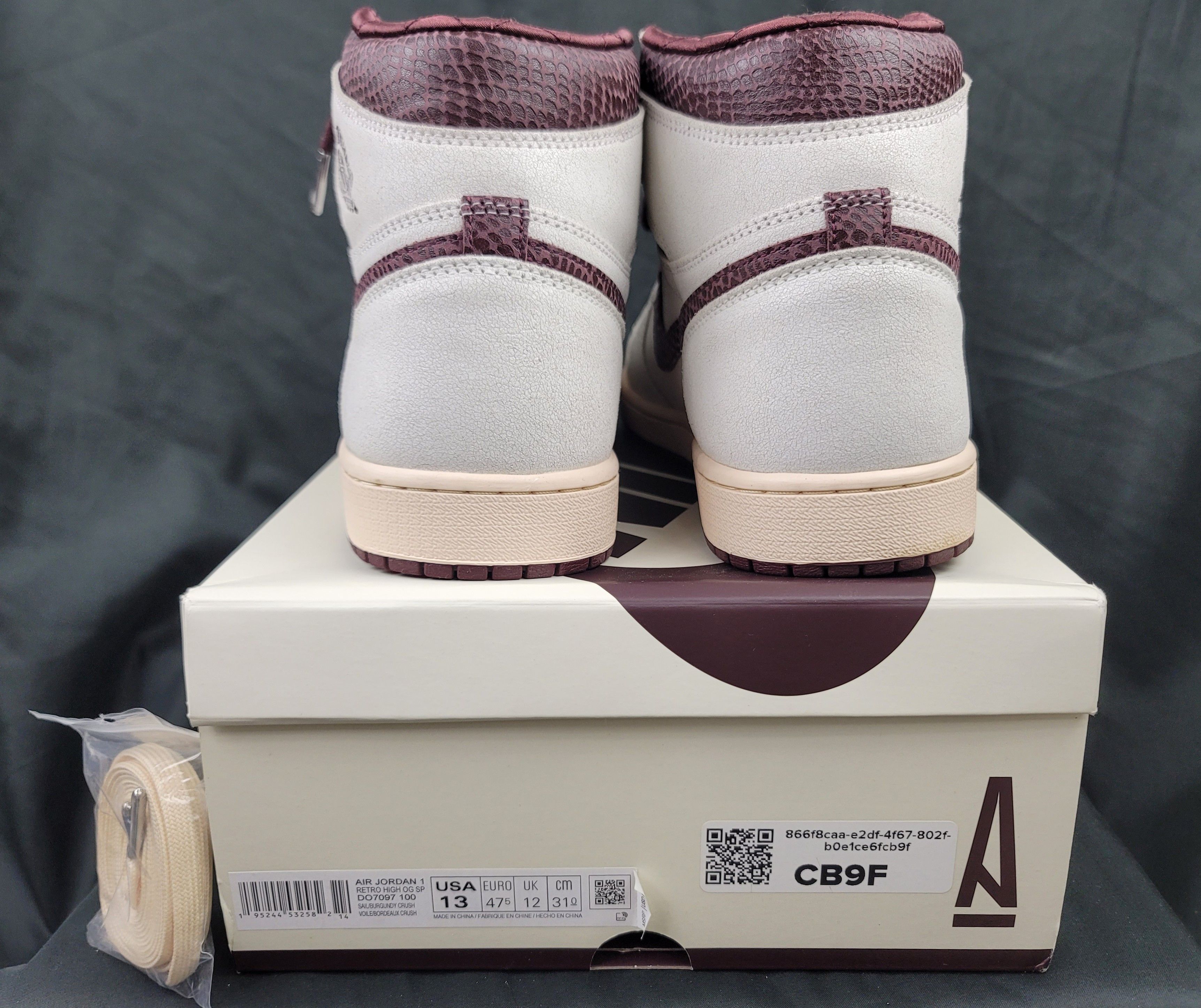 A Ma Maniere Nike Jordan 1 High OG x A Ma Maniere Sail Burgundy Pre-owned Size US 13 / EU 46 - 9 Thumbnail