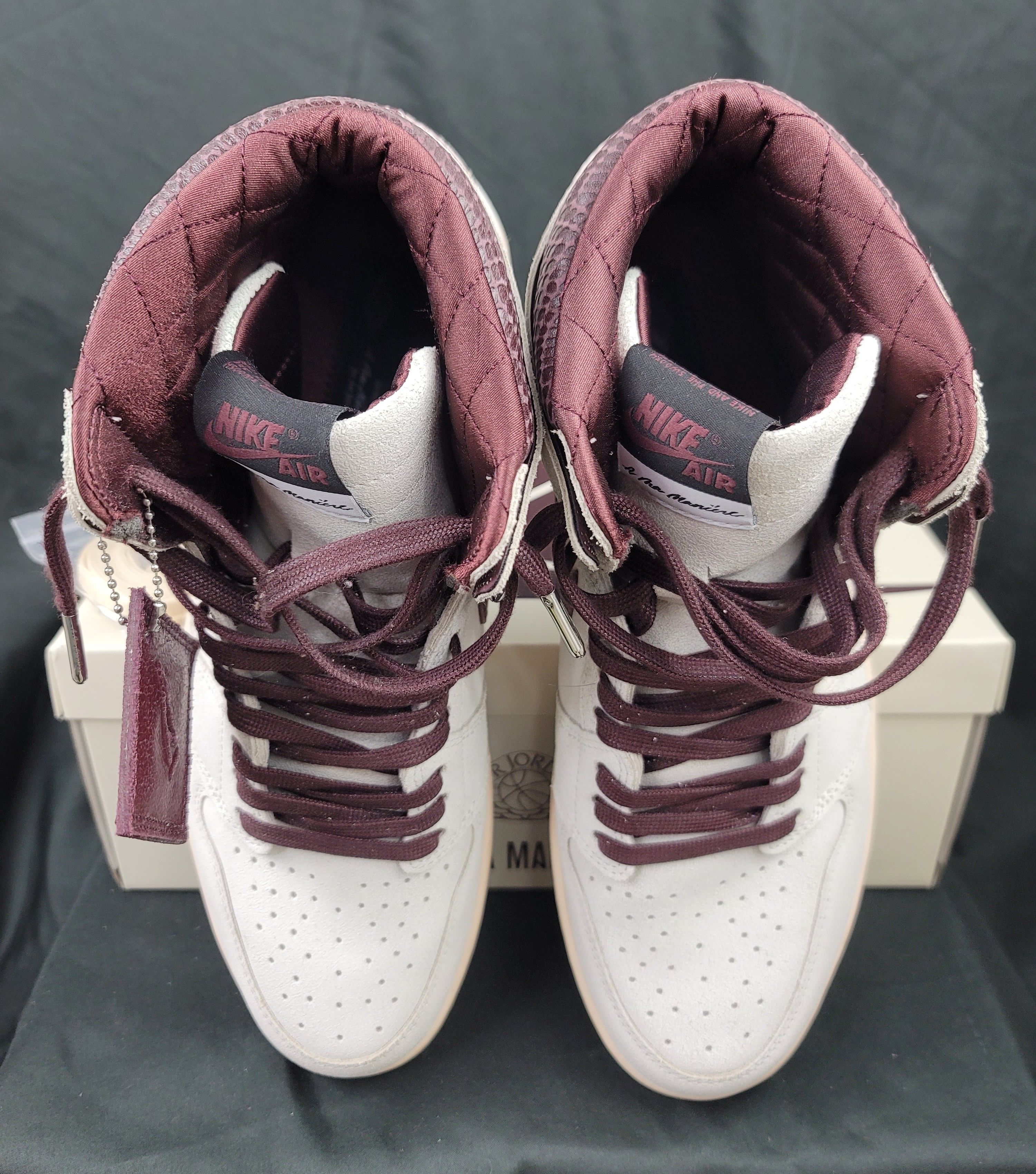 A Ma Maniere Nike Jordan 1 High OG x A Ma Maniere Sail Burgundy Pre-owned Size US 13 / EU 46 - 4 Thumbnail
