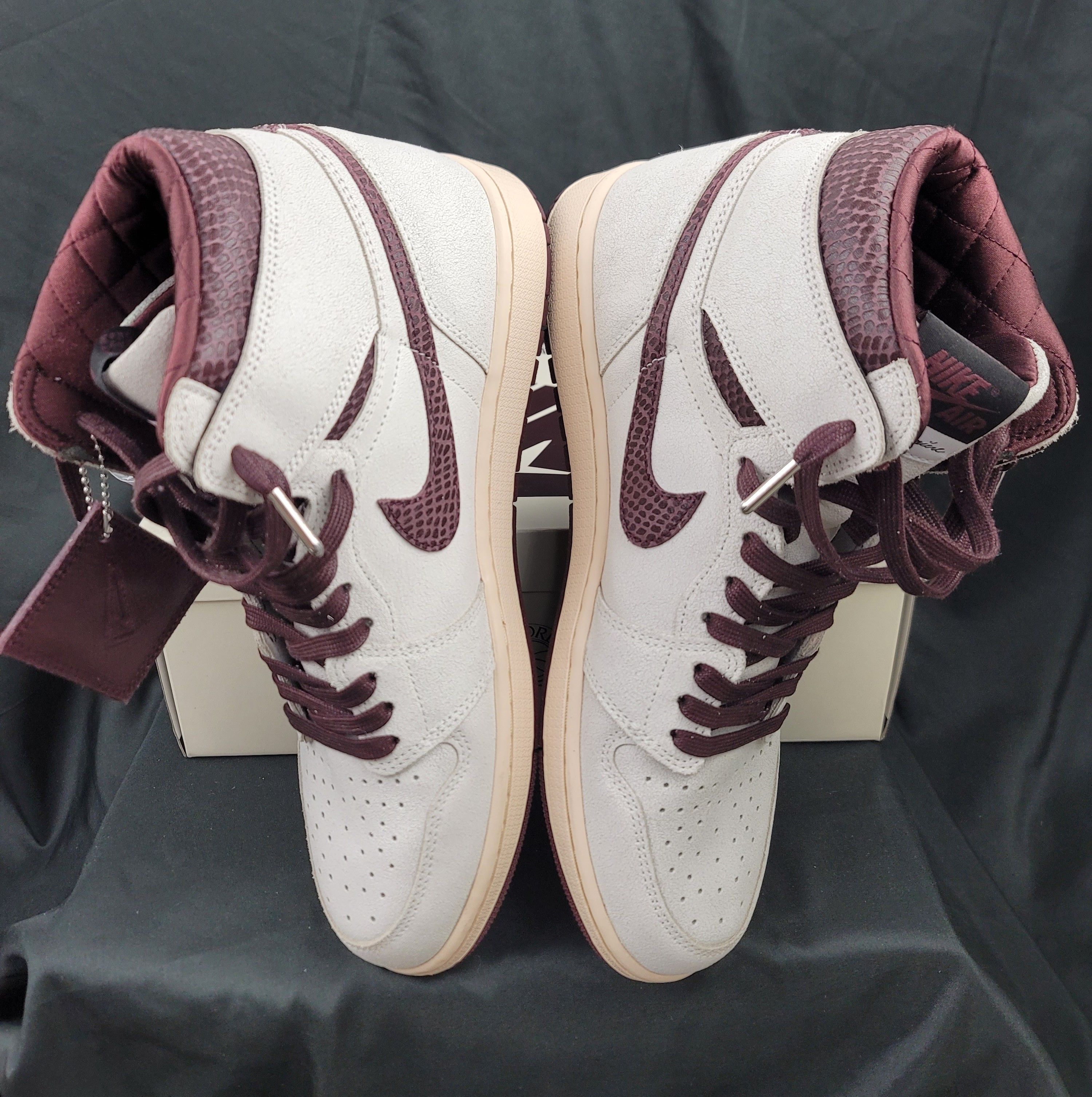 A Ma Maniere Nike Jordan 1 High OG x A Ma Maniere Sail Burgundy Pre-owned Size US 13 / EU 46 - 5 Thumbnail