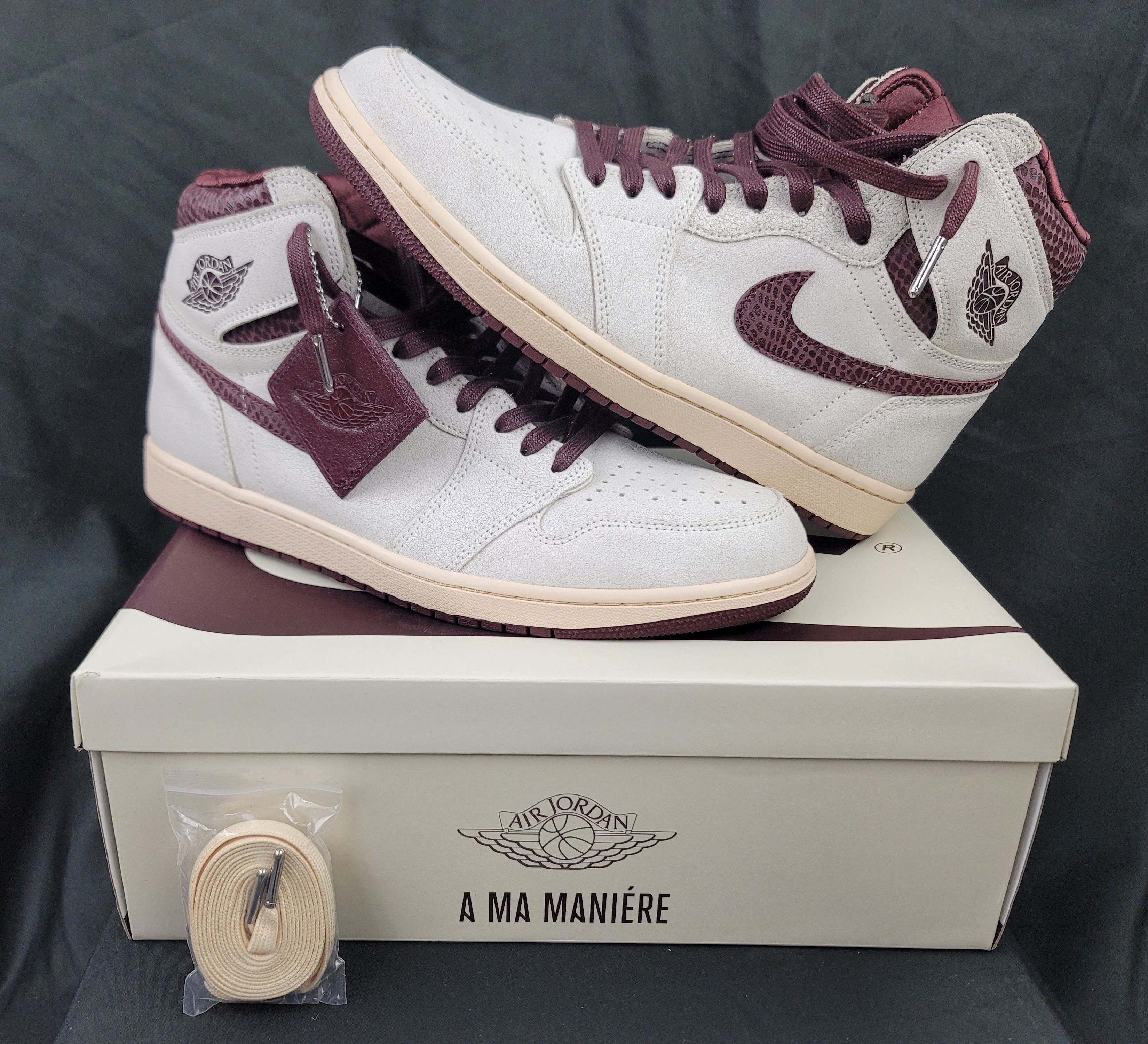 A Ma Maniere Nike Jordan 1 High OG x A Ma Maniere Sail Burgundy Pre-owned Size US 13 / EU 46 - 1 Thumbnail