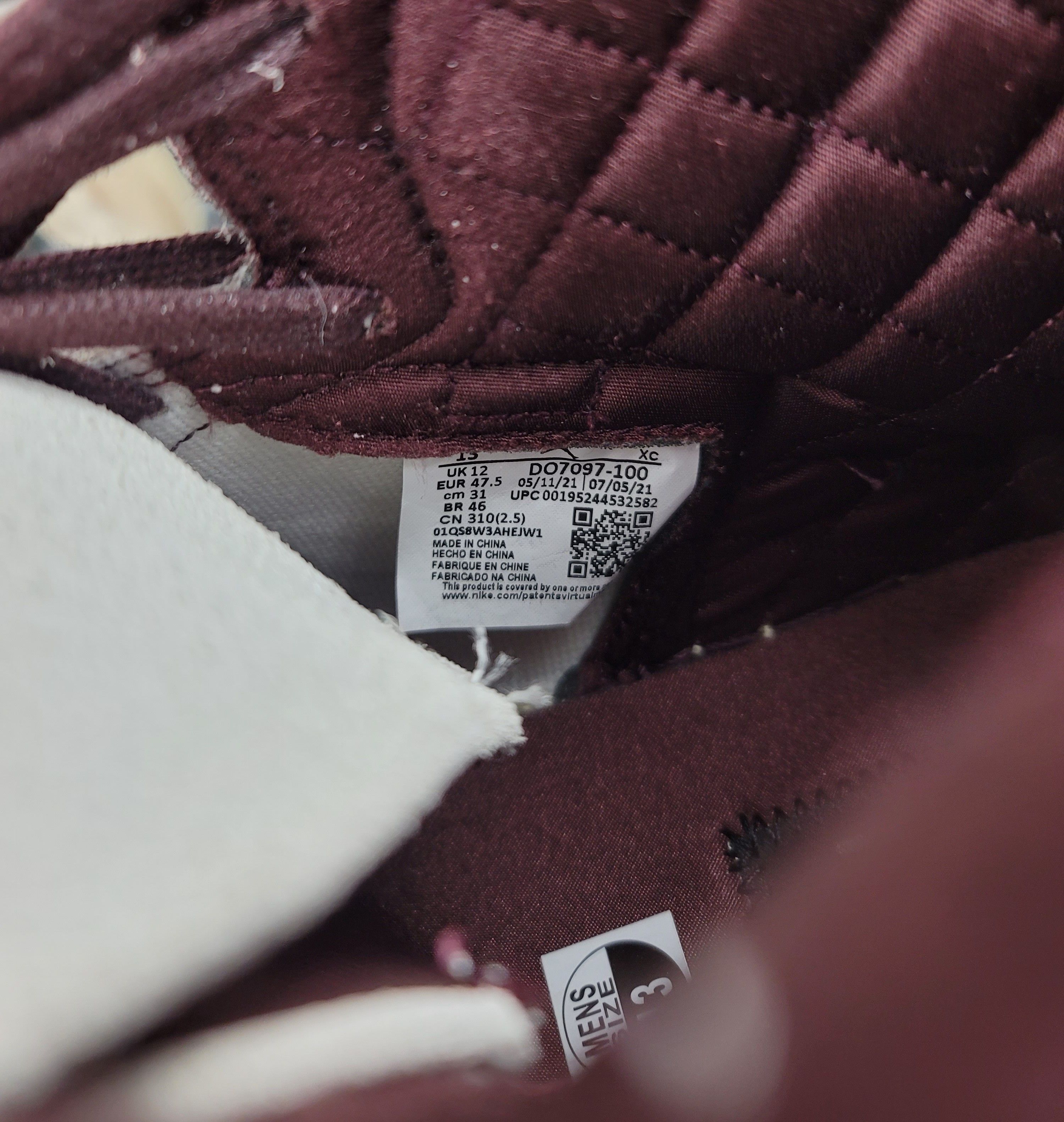 A Ma Maniere Nike Jordan 1 High OG x A Ma Maniere Sail Burgundy Pre-owned Size US 13 / EU 46 - 10 Thumbnail