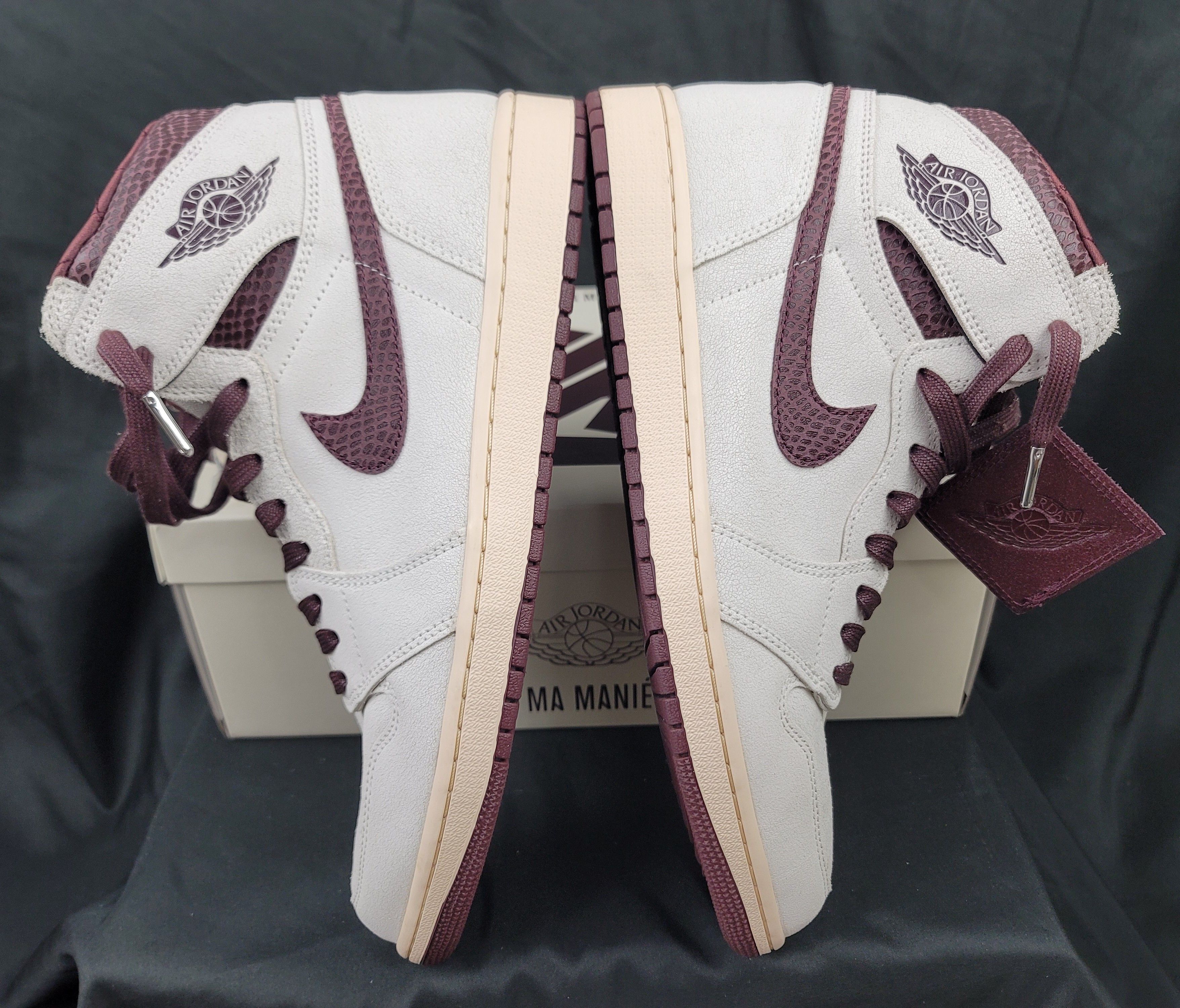 A Ma Maniere Nike Jordan 1 High OG x A Ma Maniere Sail Burgundy Pre-owned Size US 13 / EU 46 - 6 Thumbnail