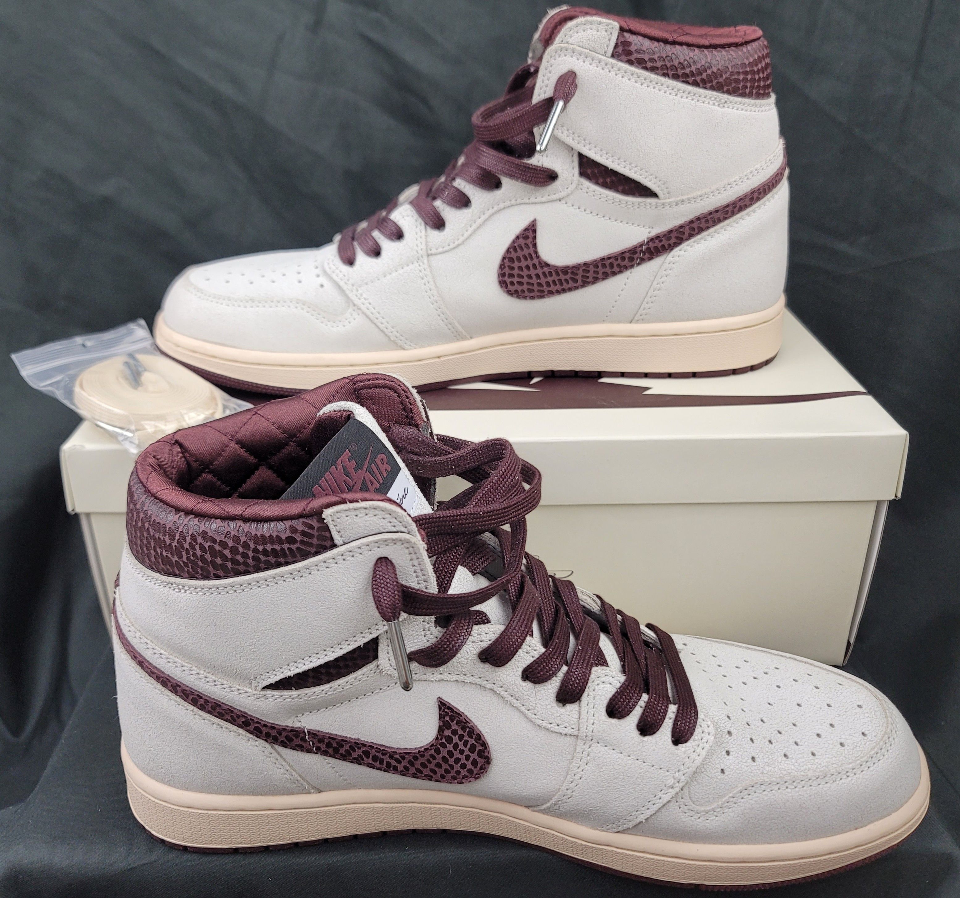 A Ma Maniere Nike Jordan 1 High OG x A Ma Maniere Sail Burgundy Pre-owned Size US 13 / EU 46 - 3 Thumbnail