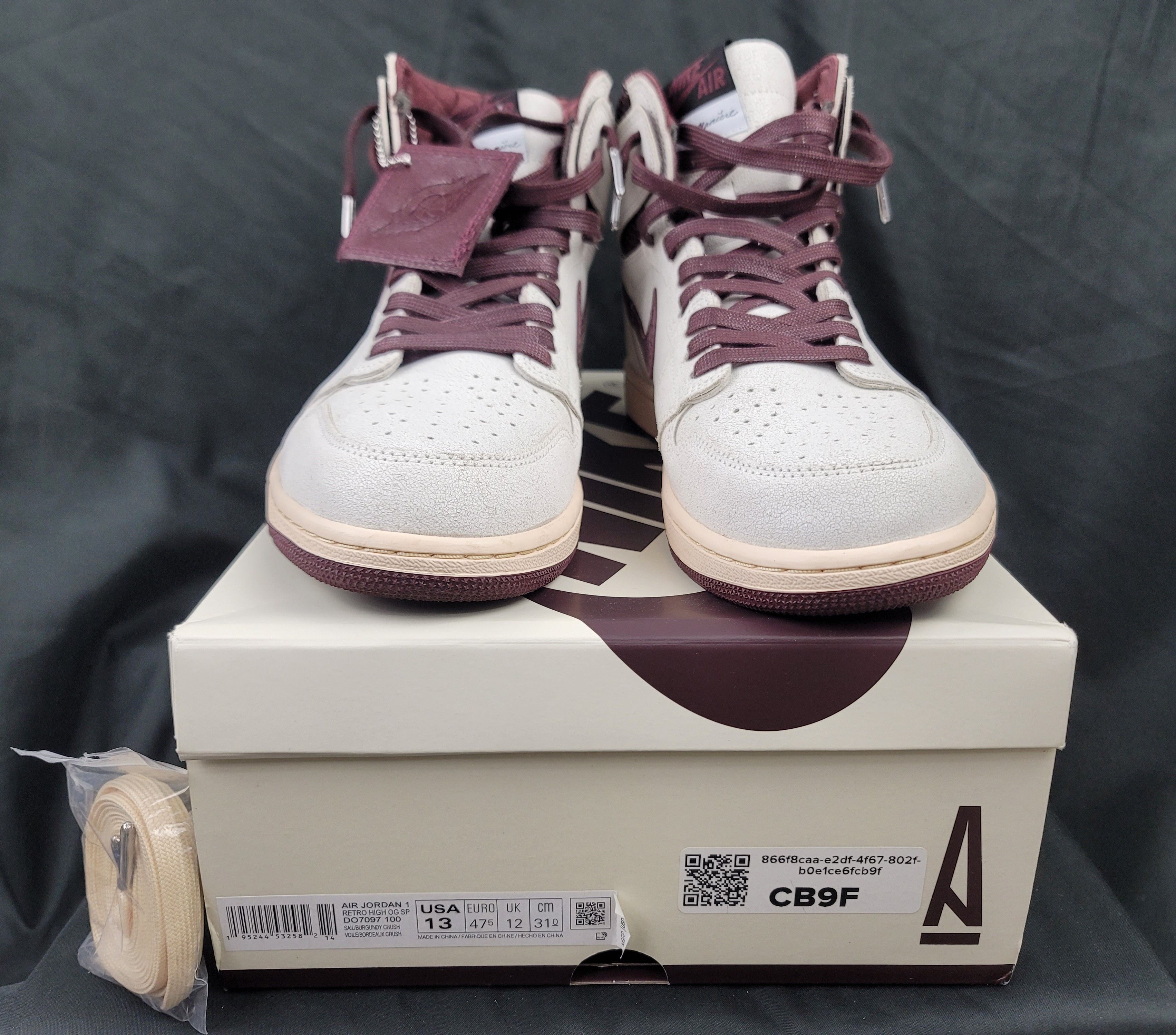 A Ma Maniere Nike Jordan 1 High OG x A Ma Maniere Sail Burgundy Pre-owned Size US 13 / EU 46 - 8 Thumbnail