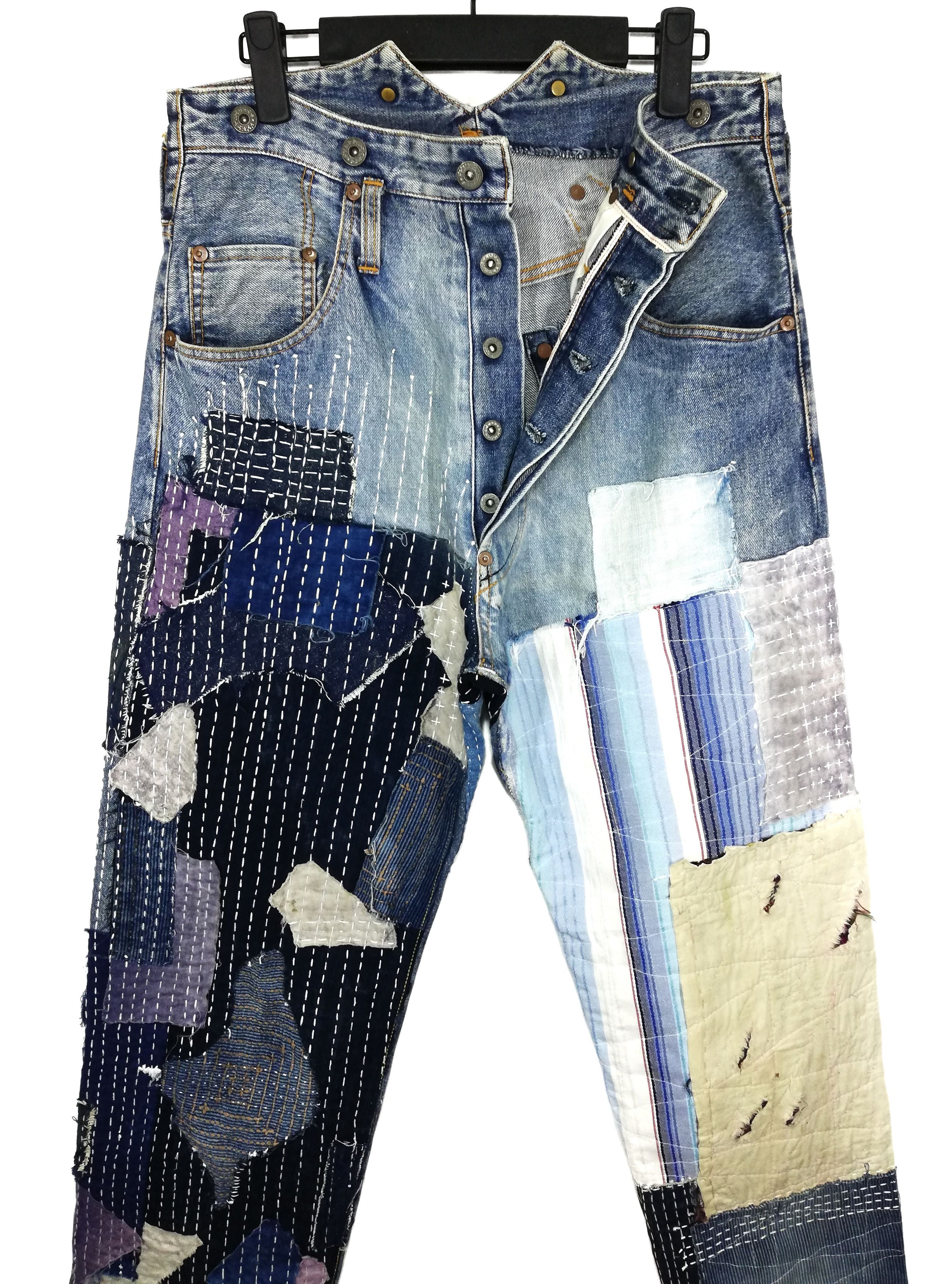 Studio D'Artisan 🔥DOPE🇯🇵 ICONIC Reconstume Okabilly Boro Patchwork Buckle Size US 30 / EU 46 - 5 Thumbnail