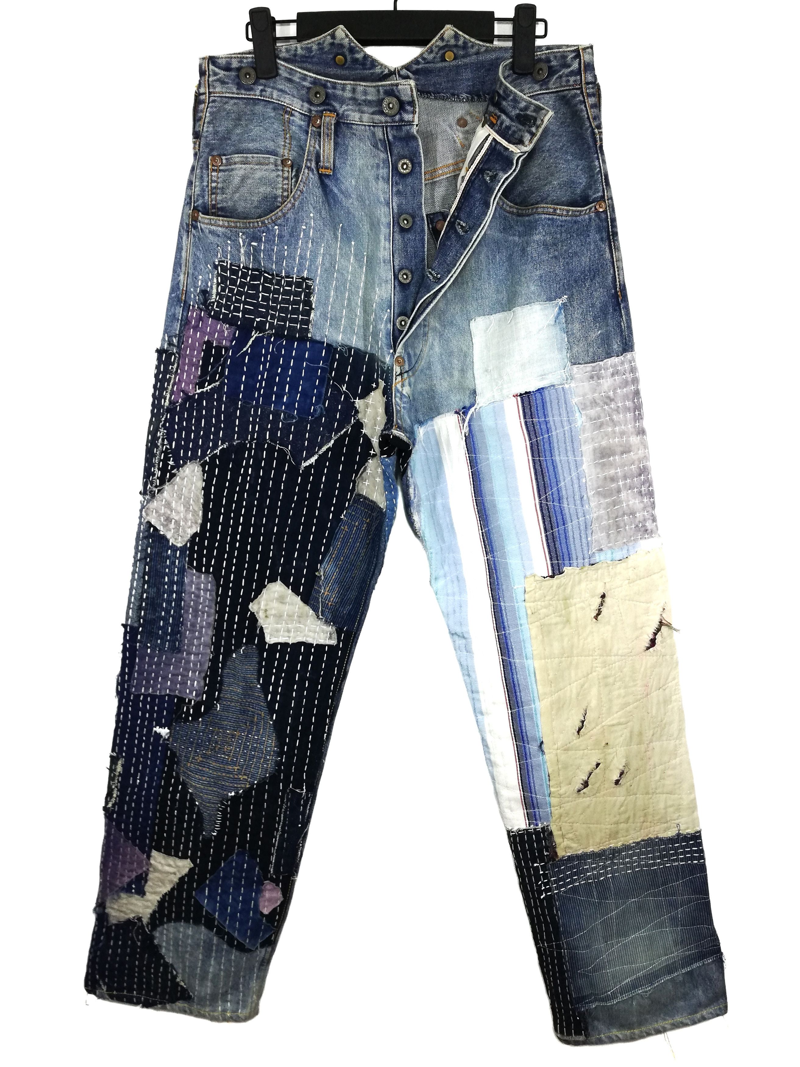 Studio D'Artisan 🔥DOPE🇯🇵 ICONIC Reconstume Okabilly Boro Patchwork Buckle Size US 30 / EU 46 - 2 Thumbnail