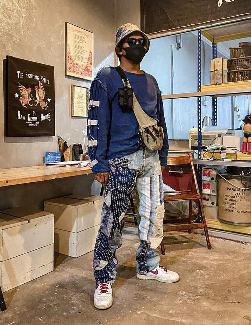 Studio D'Artisan 🔥DOPE🇯🇵 ICONIC Reconstume Okabilly Boro Patchwork Buckle Size US 30 / EU 46 - 1 Thumbnail