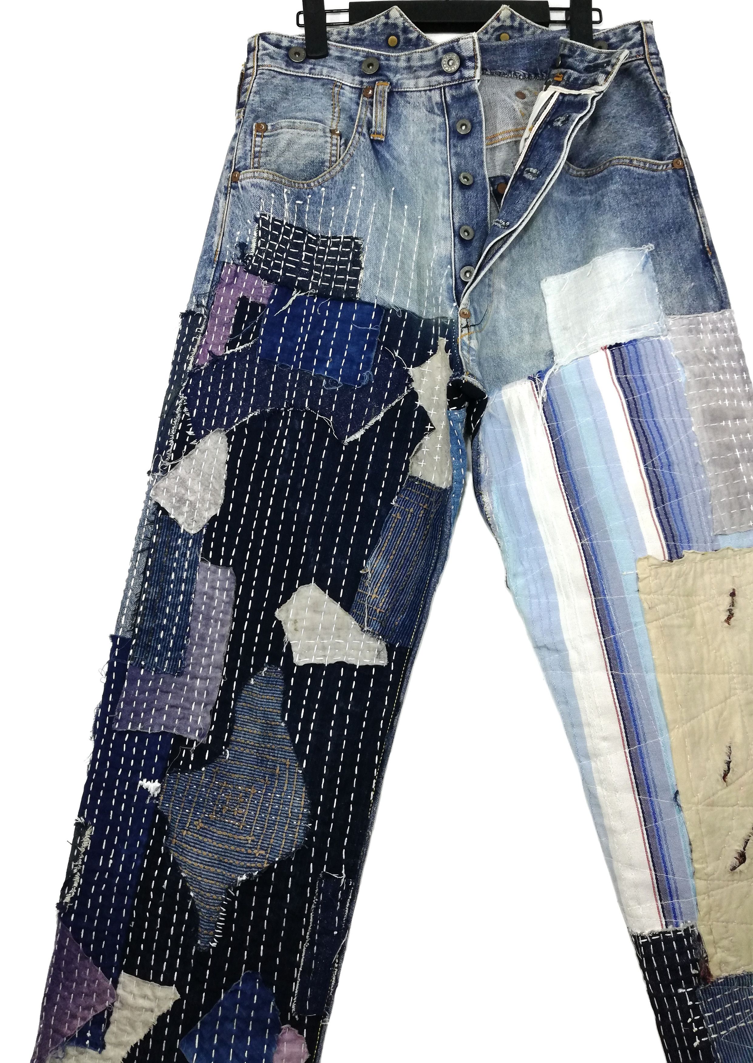 Studio D'Artisan 🔥DOPE🇯🇵 ICONIC Reconstume Okabilly Boro Patchwork Buckle Size US 30 / EU 46 - 6 Thumbnail
