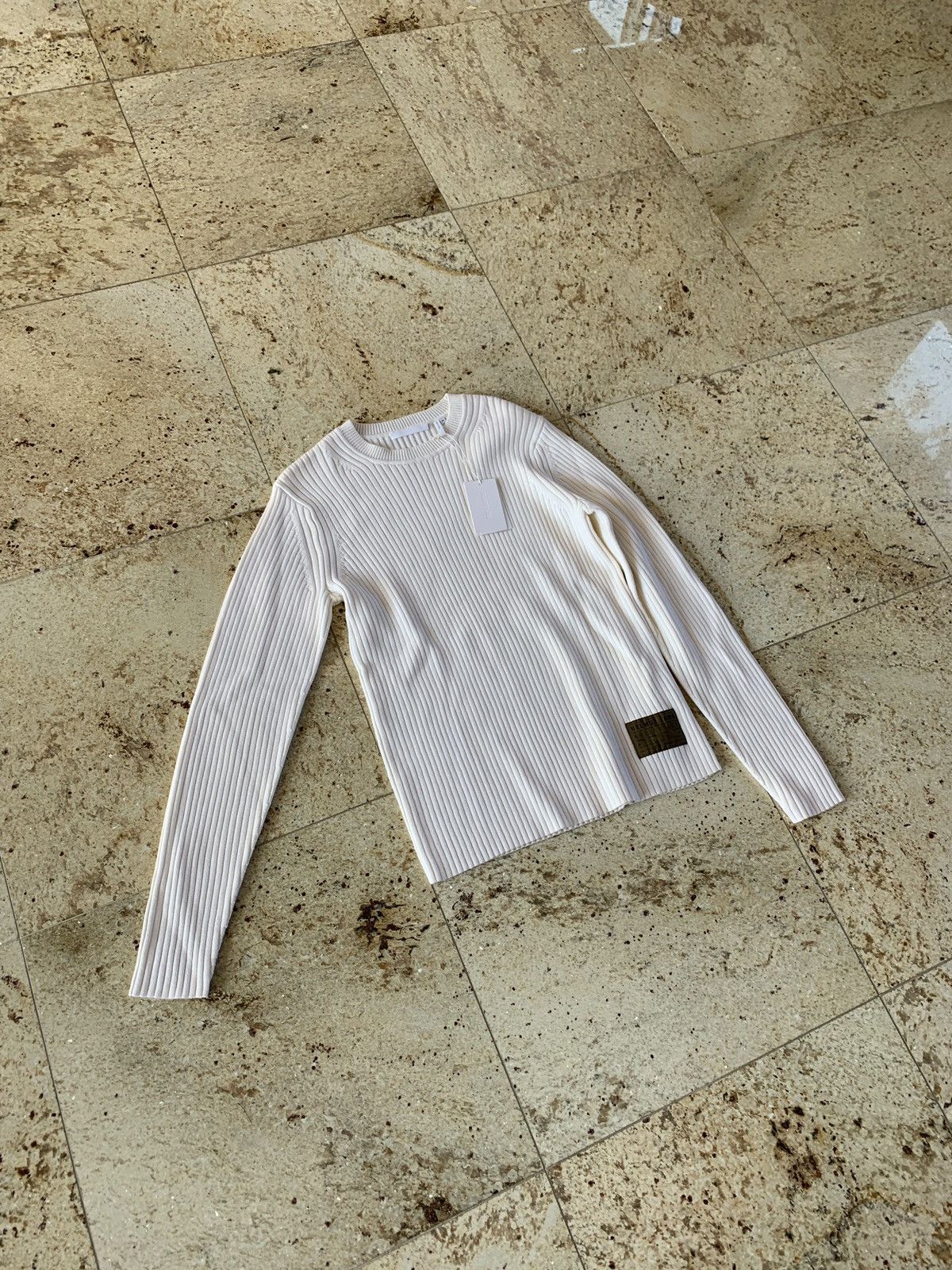 Helmut Lang Mixed Rib Crewneck in Ecru Size US M / EU 48-50 / 2 - 3 Thumbnail
