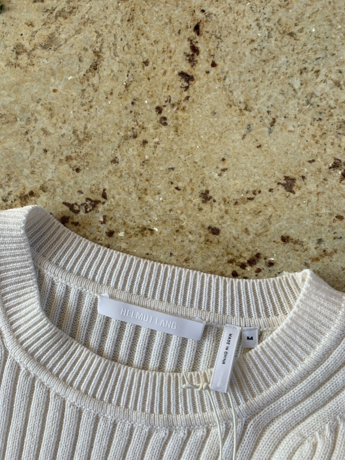 Helmut Lang Mixed Rib Crewneck in Ecru Size US M / EU 48-50 / 2 - 6 Thumbnail