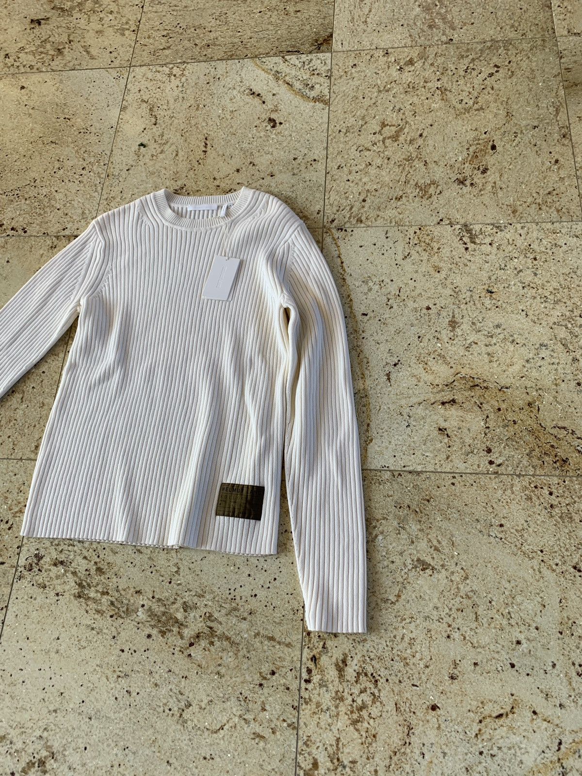 Helmut Lang Mixed Rib Crewneck in Ecru Size US M / EU 48-50 / 2 - 8 Thumbnail