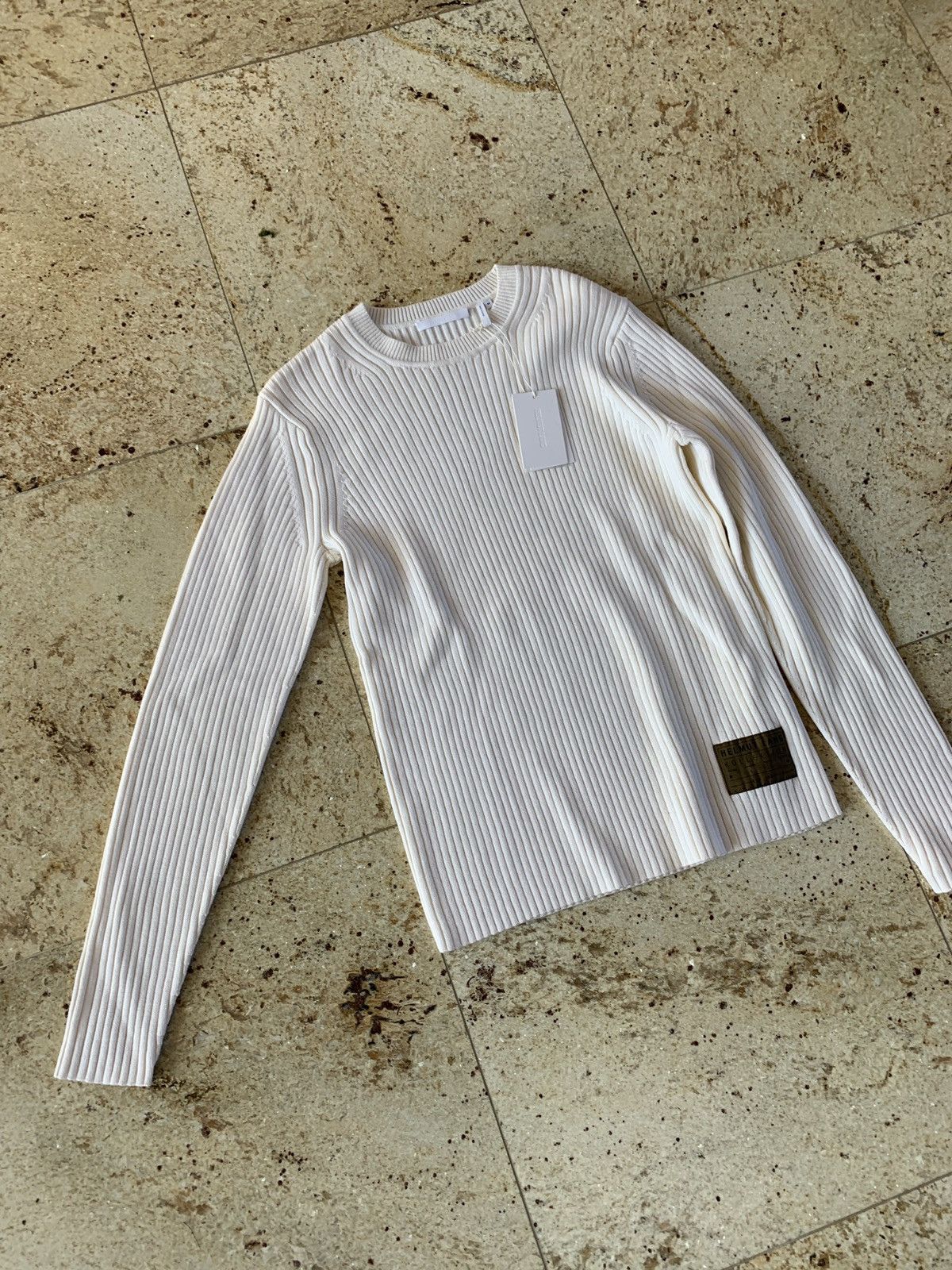 Helmut Lang Mixed Rib Crewneck in Ecru Size US M / EU 48-50 / 2 - 4 Thumbnail
