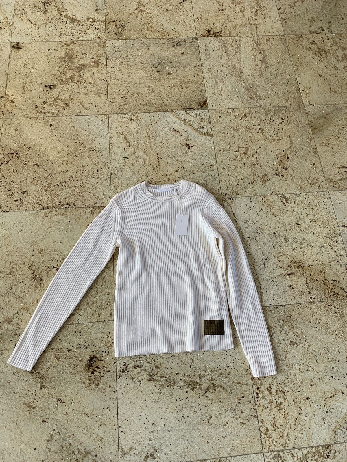 Mixed Rib Crewneck in Ecru