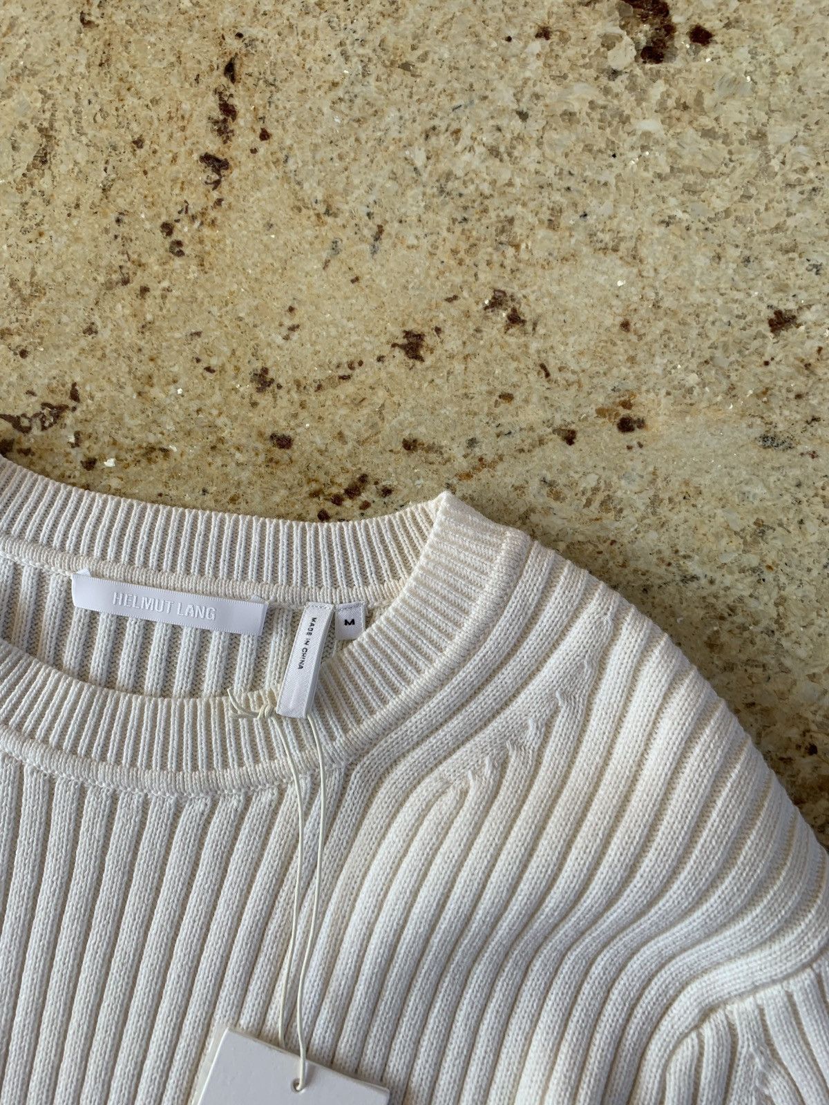 Helmut Lang Mixed Rib Crewneck in Ecru Size US M / EU 48-50 / 2 - 7 Thumbnail