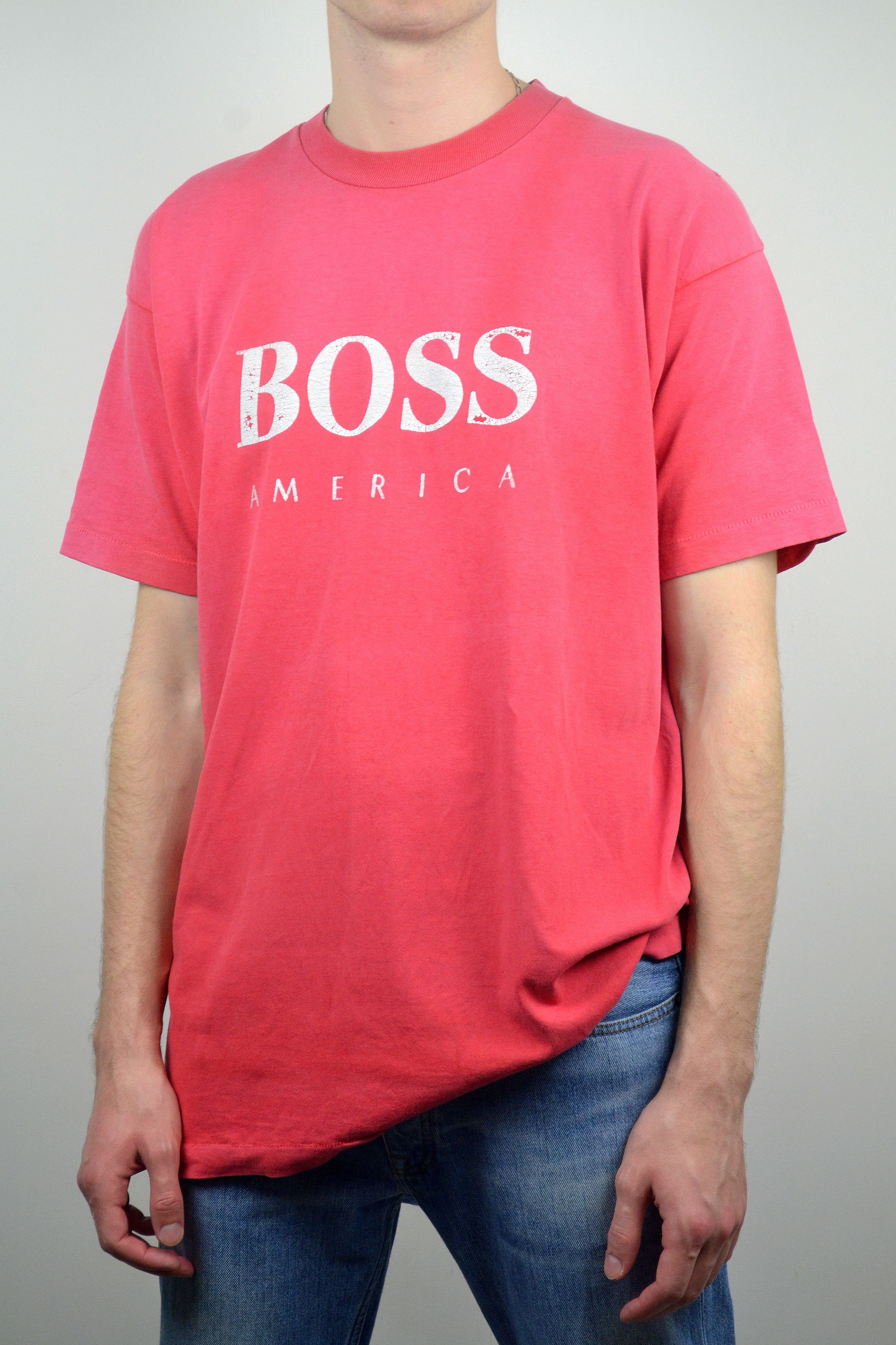 Hugo Boss × Japanese Brand × Vintage Vintage 80s Boss Single Stitched America Sun Faded T-Shirt Size US XL / EU 56 / 4 - 4 Thumbnail