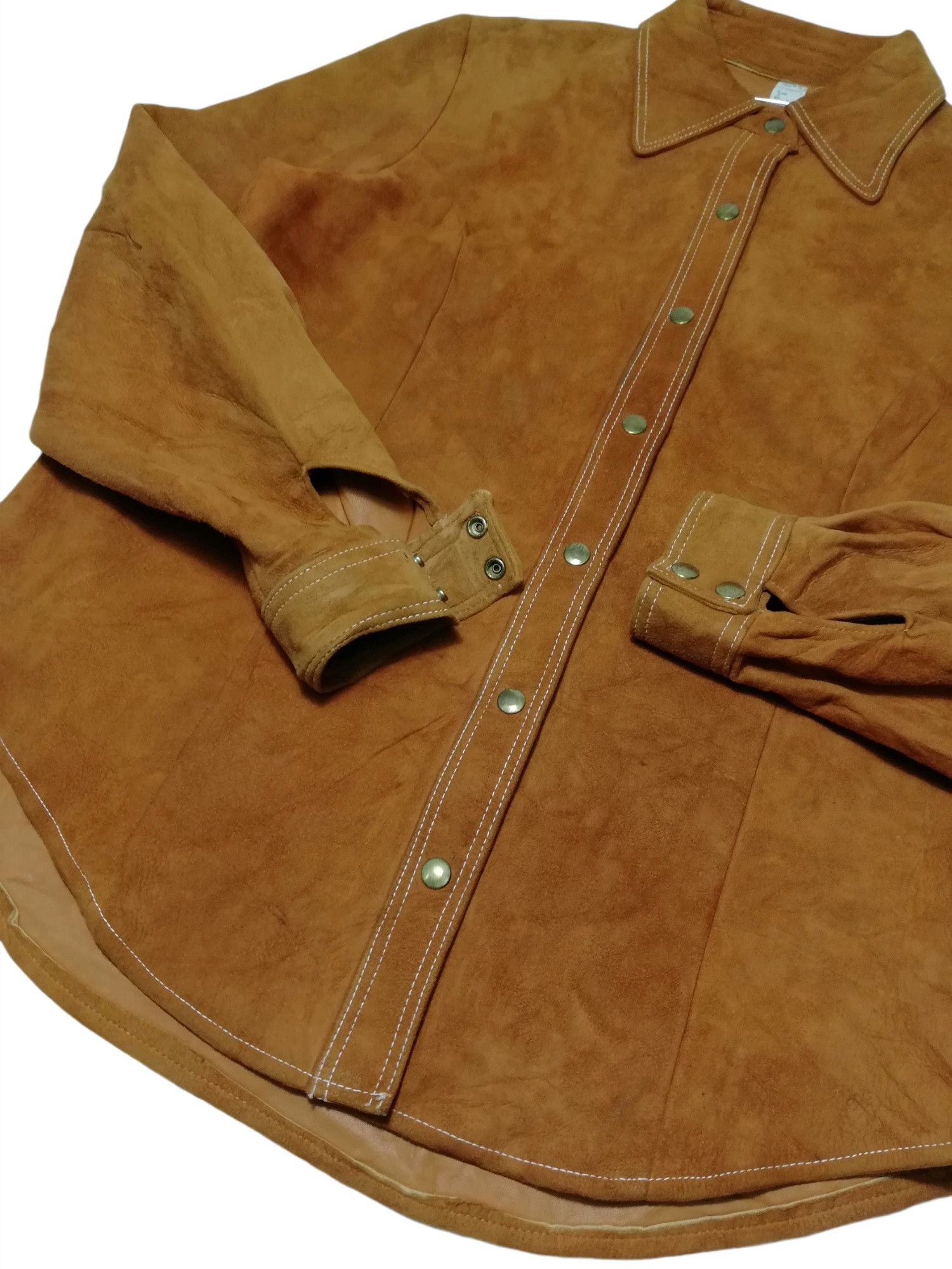 Genuine Leather × Leather × Vintage 🔥DOPE!! Design American Vintage Full Leather Western Shirt Size US M / EU 48-50 / 2 - 9 Thumbnail