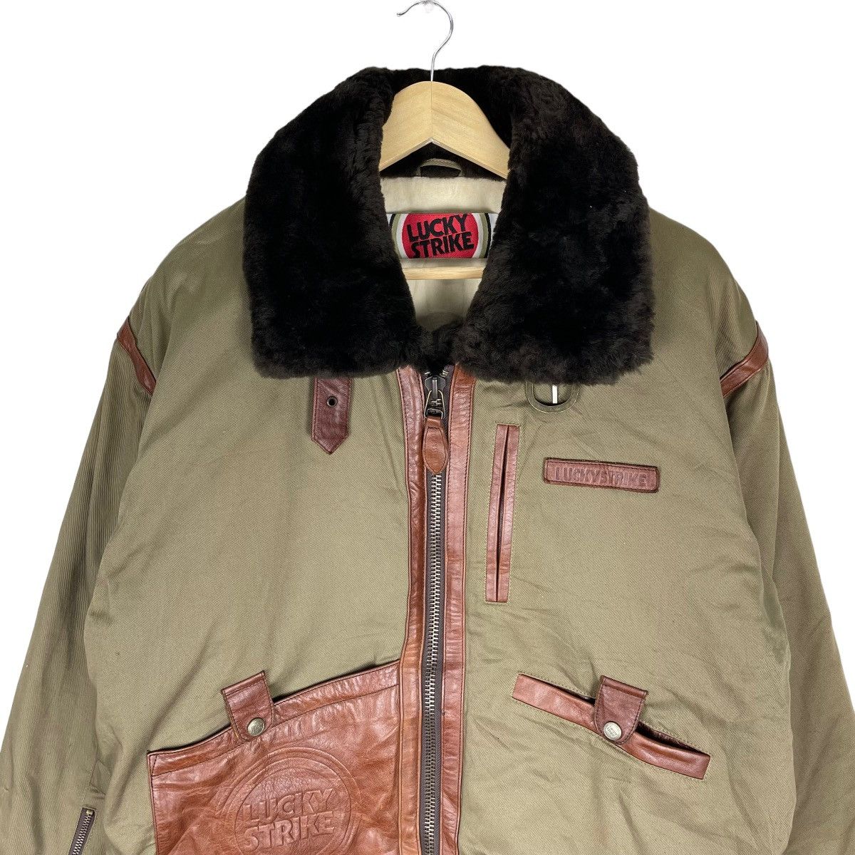 Vintage 🌟LUCKY STRIPE B3 LEATHER PART FUR WINTER JACKET Size US L / EU 52-54 / 3 - 2 Thumbnail