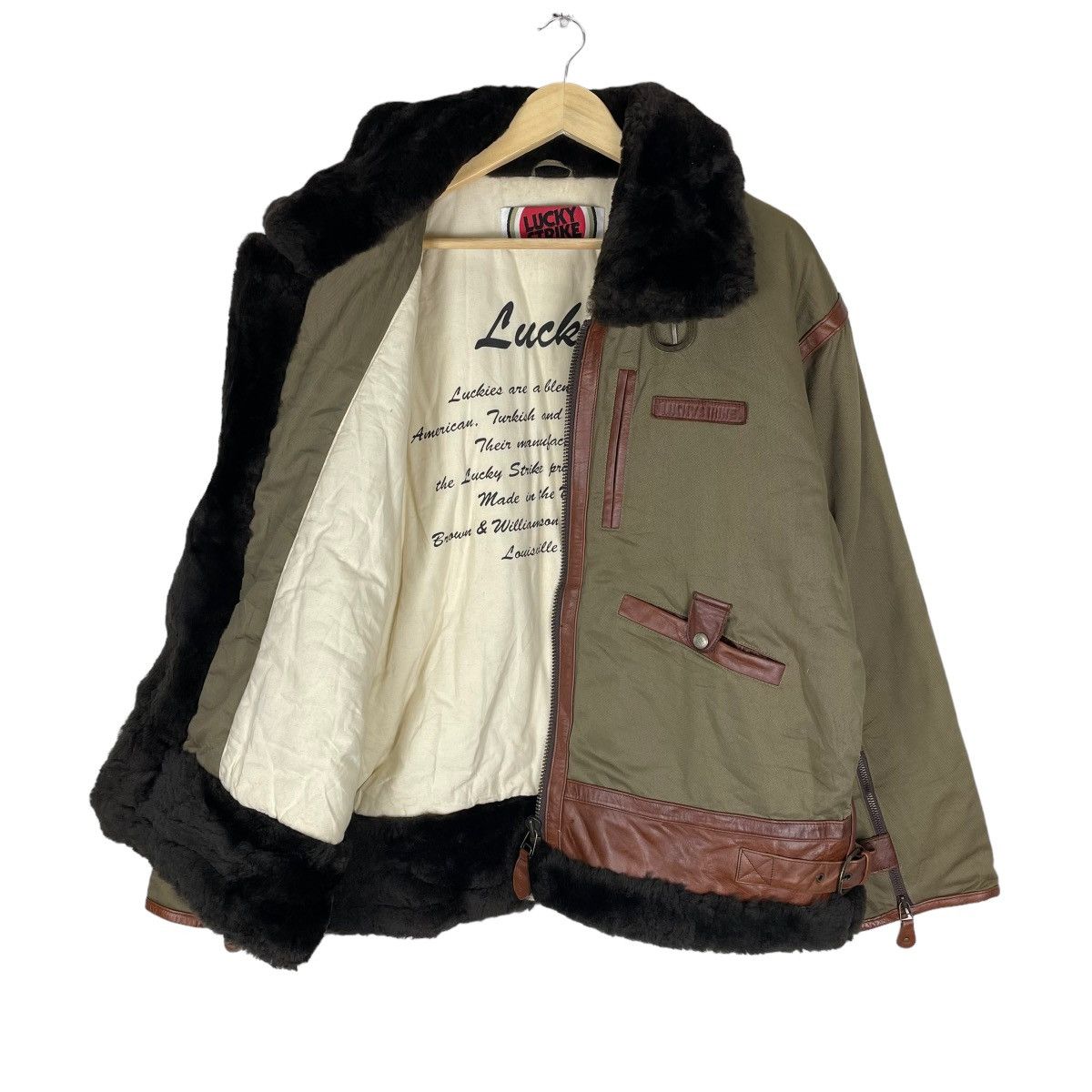 Vintage 🌟LUCKY STRIPE B3 LEATHER PART FUR WINTER JACKET Size US L / EU 52-54 / 3 - 10 Thumbnail