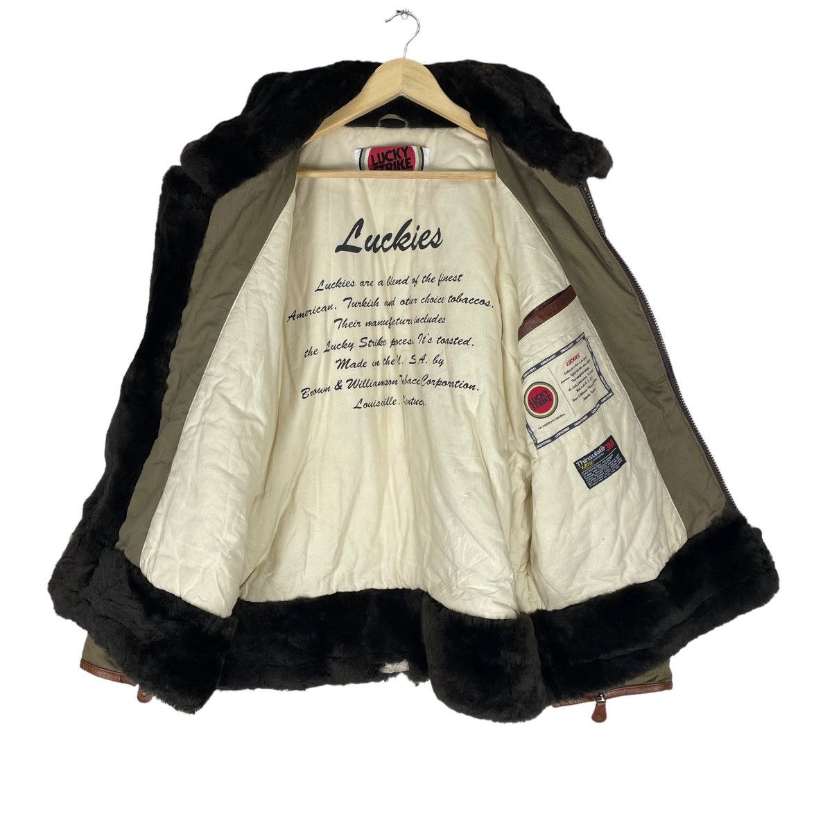 Vintage 🌟LUCKY STRIPE B3 LEATHER PART FUR WINTER JACKET Size US L / EU 52-54 / 3 - 9 Thumbnail
