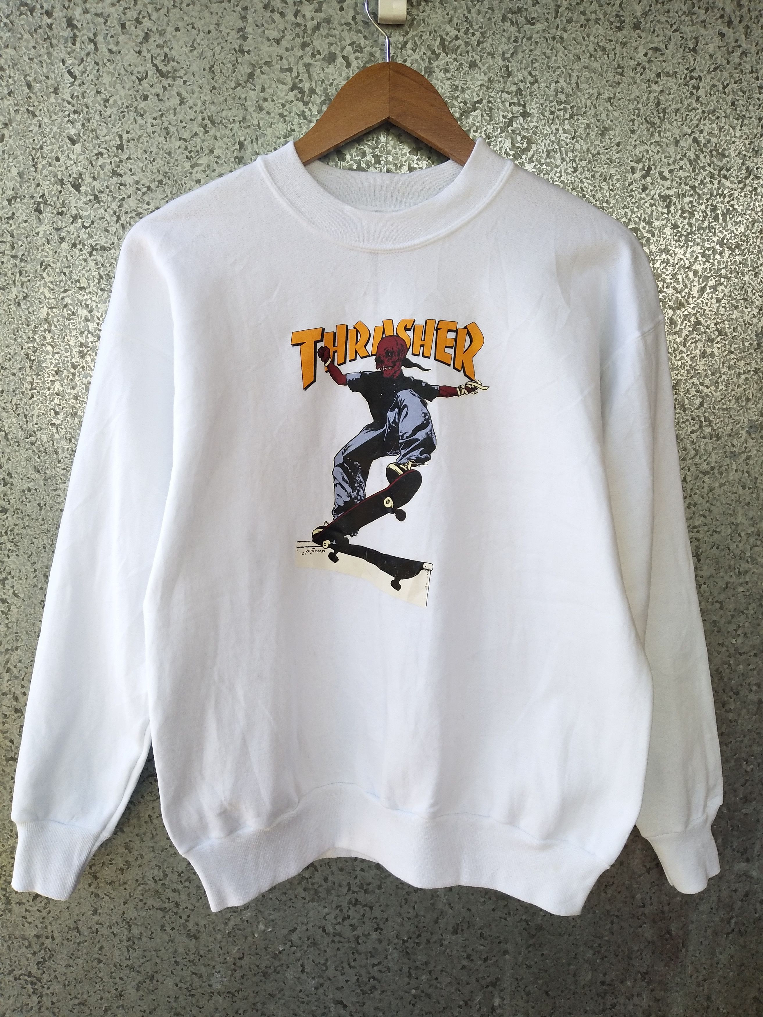 Thrasher 🔥 Vtg 80s Trasher Pushead sweatshirt powel peralta zorlac Size US M / EU 48-50 / 2 - 1 Thumbnail