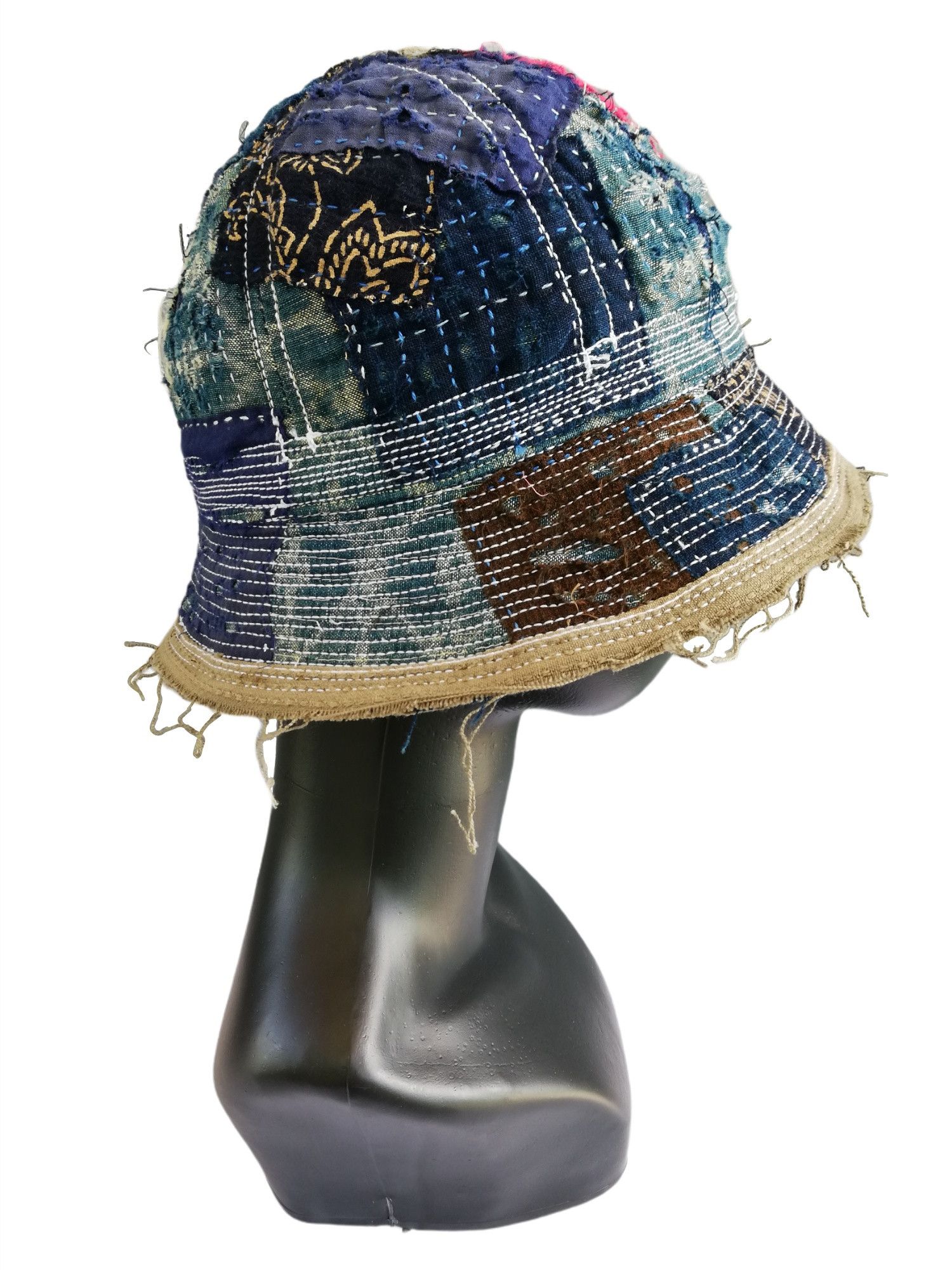 Indigo × Japanese Brand 🔥Design Iconic Style Kapital Distressed Boro Bucket Hat Size ONE SIZE - 7 Thumbnail