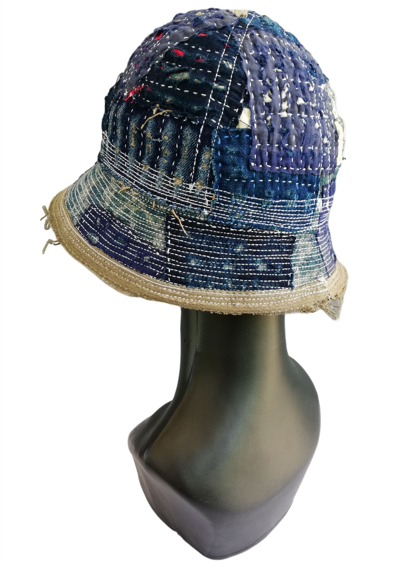 Indigo × Japanese Brand 🔥Design Iconic Style Kapital Distressed Boro Bucket Hat Size ONE SIZE - 4 Thumbnail