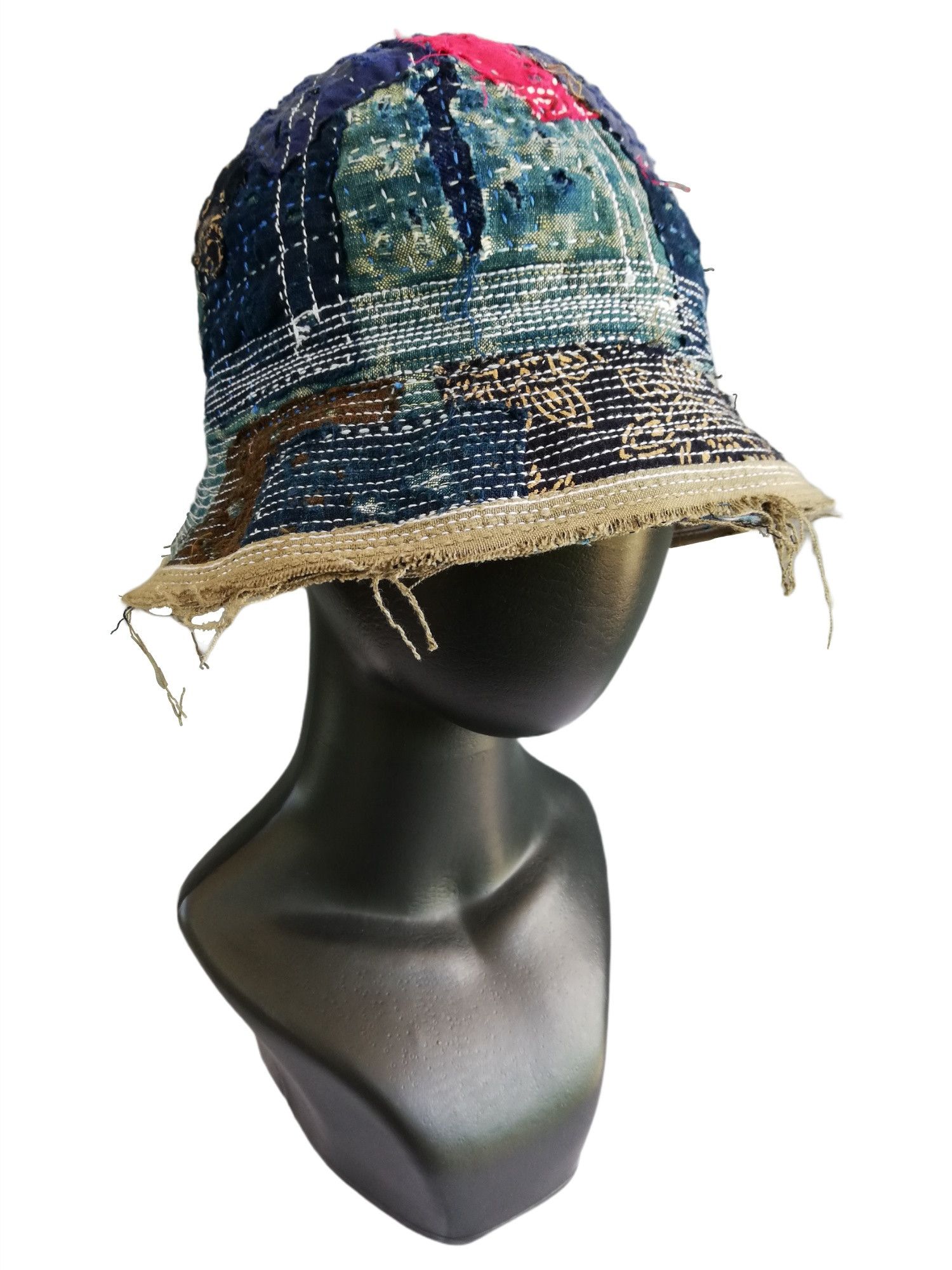 Indigo × Japanese Brand 🔥Design Iconic Style Kapital Distressed Boro Bucket Hat Size ONE SIZE - 8 Thumbnail