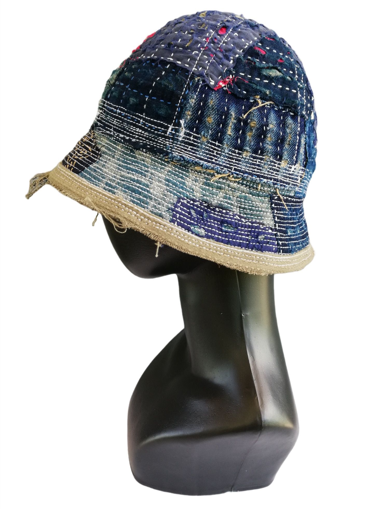 Indigo × Japanese Brand 🔥Design Iconic Style Kapital Distressed Boro Bucket Hat Size ONE SIZE - 3 Thumbnail