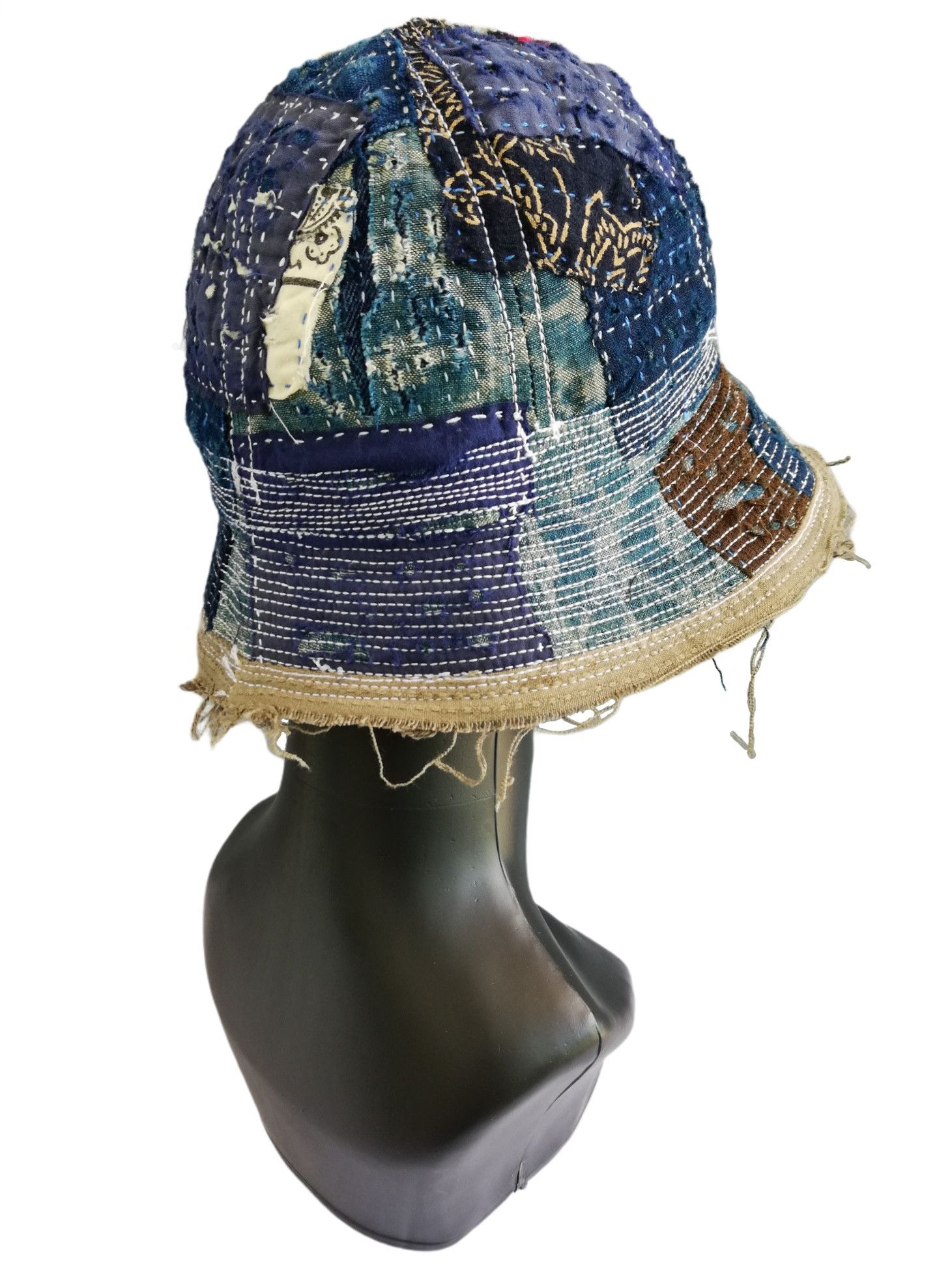 Indigo × Japanese Brand 🔥Design Iconic Style Kapital Distressed Boro Bucket Hat Size ONE SIZE - 6 Thumbnail