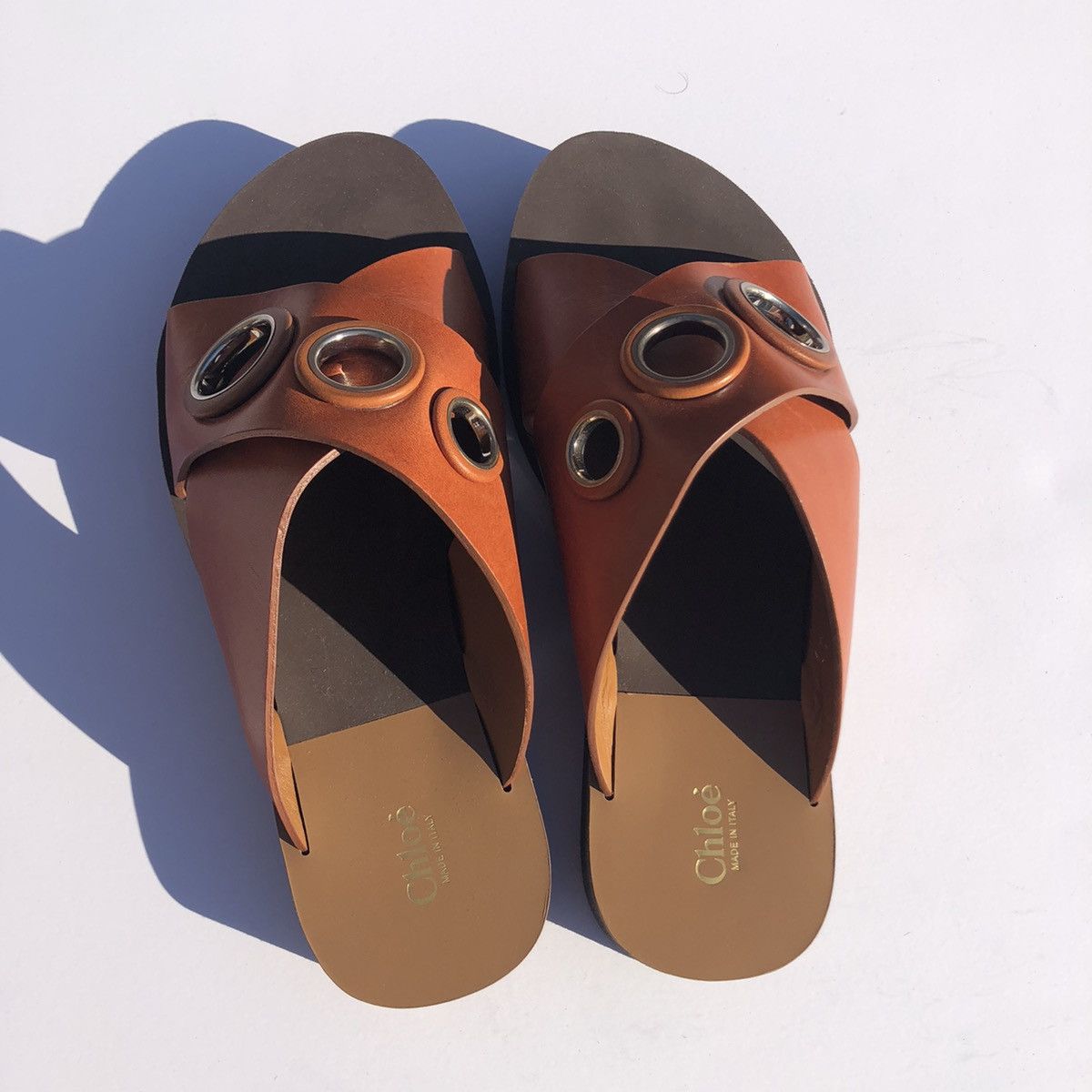 Chloe Chloe Orange Leather Ring Flat Sandal Size 37 Size US 7 / IT 37 - 6 Thumbnail
